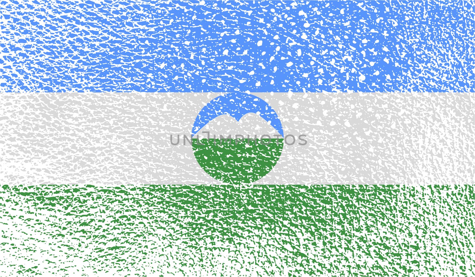 Flag of Kabardino-Balkaria with old texture.  illustration