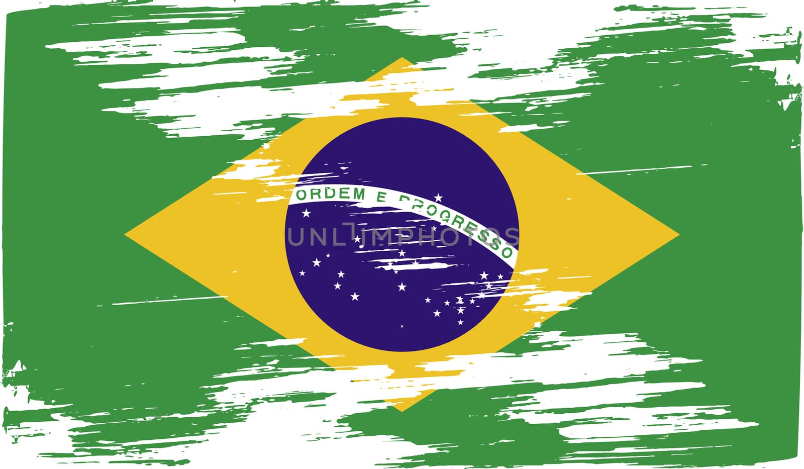 Flag of Brazil with old texture.  illustration