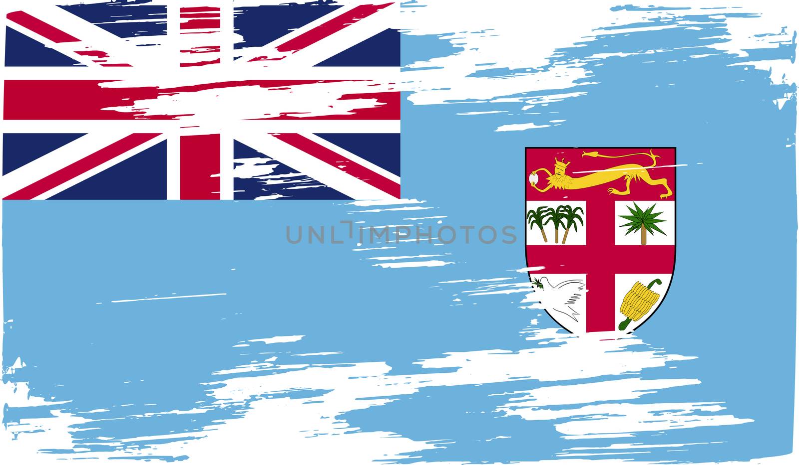 Flag of Fiji with old texture.  illustration