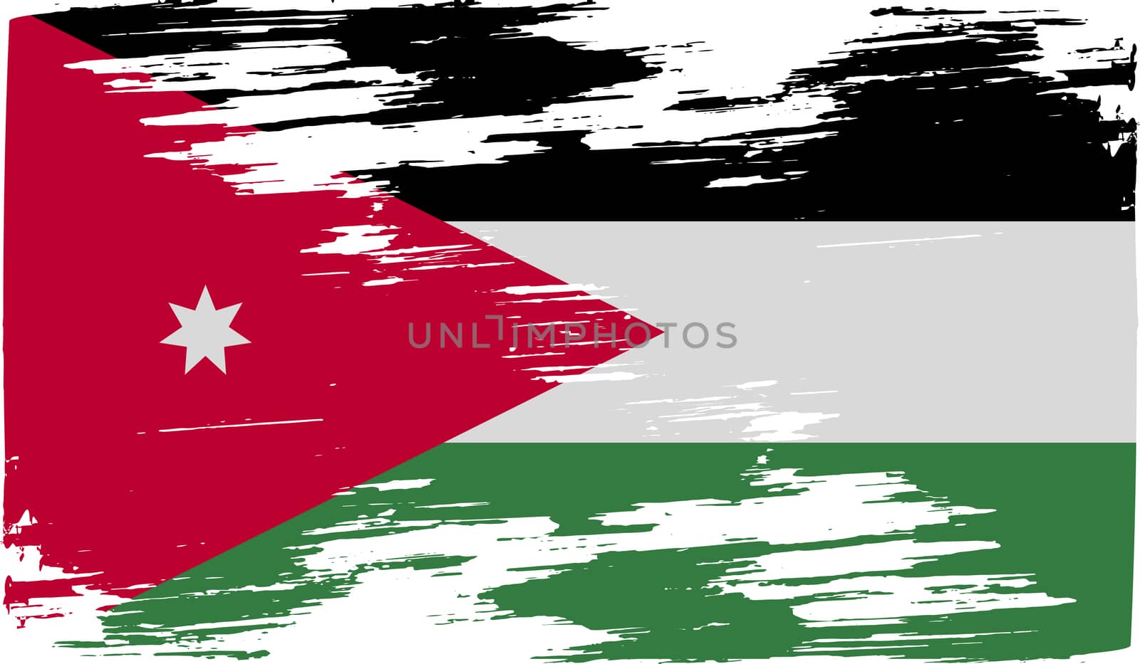 Flag of Jordan with old texture.  illustration