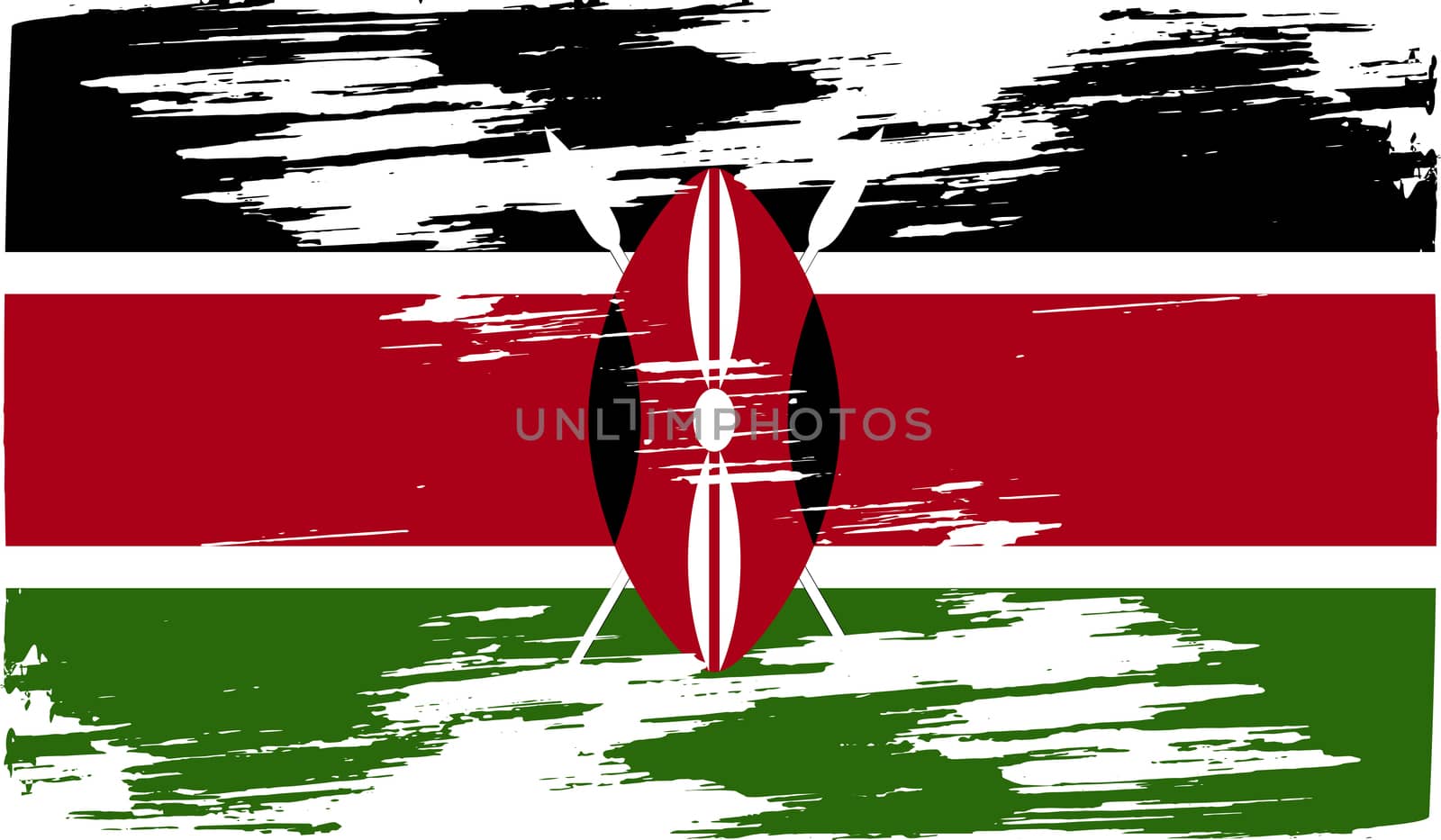 Flag of Kenya with old texture.  by serhii_lohvyniuk