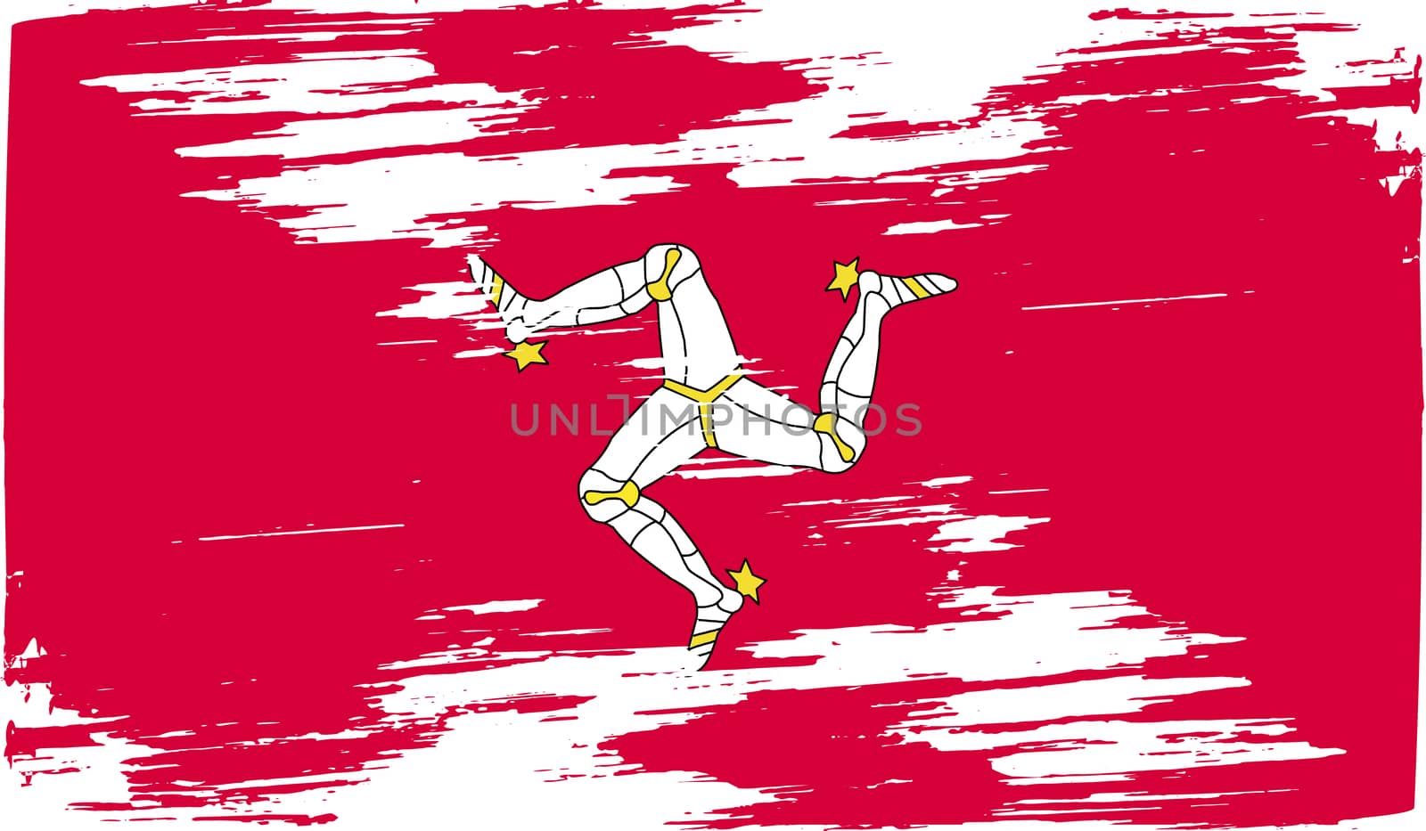 Flag of Isle of man with old texture.  illustration