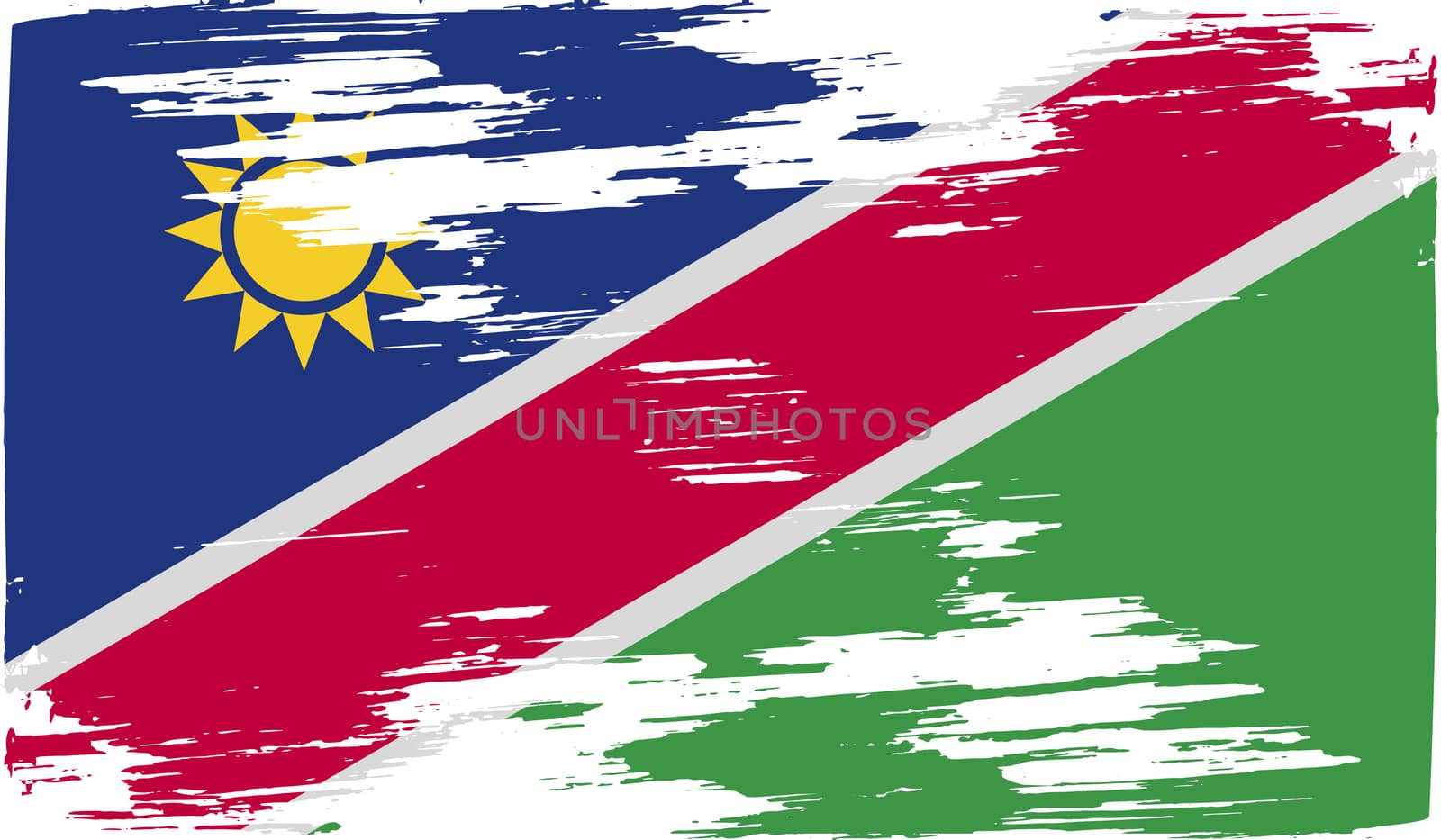 Flag of Namibia with old texture.  illustration