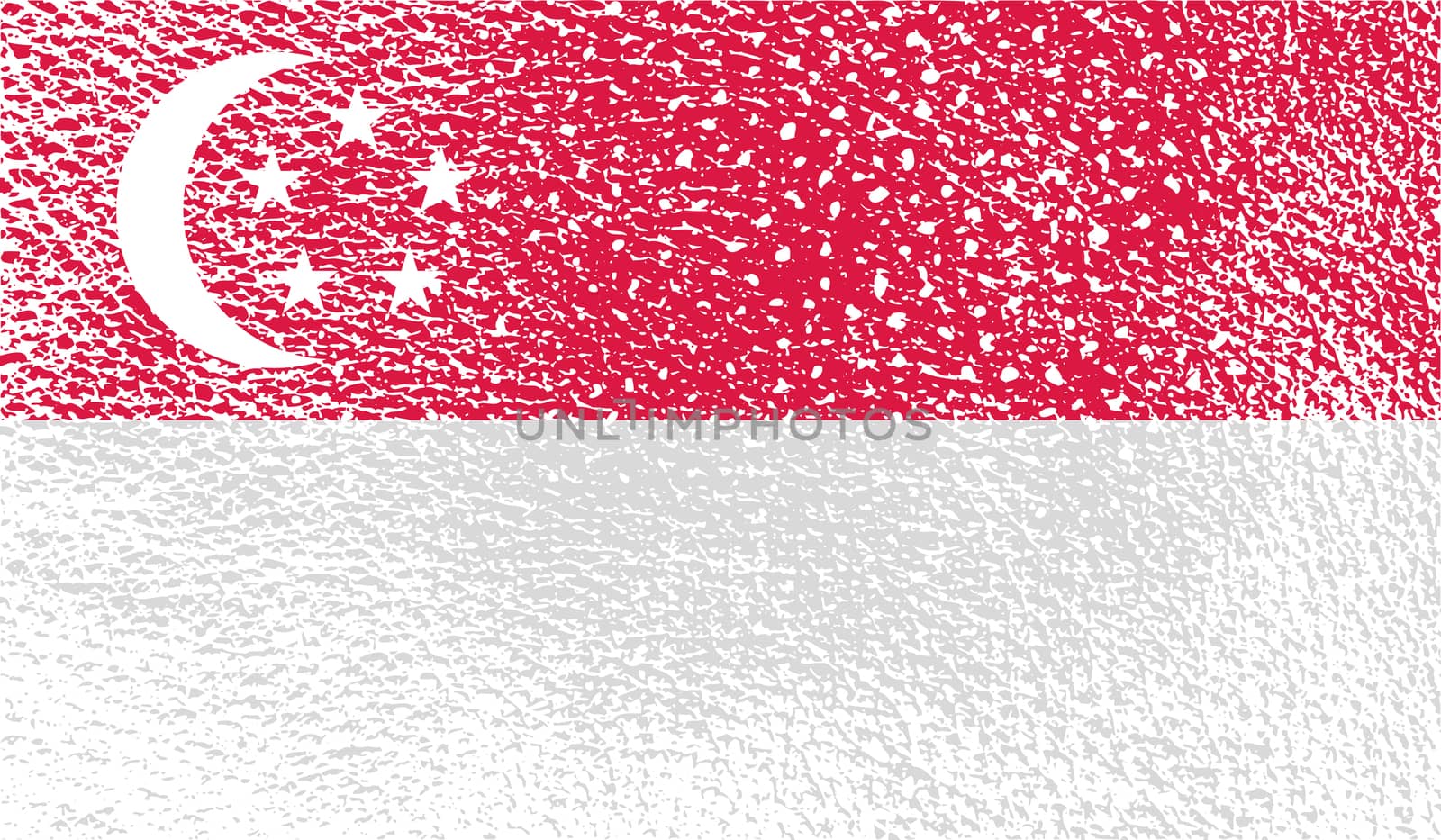Flag Republic of Singapore with old texture.  illustration