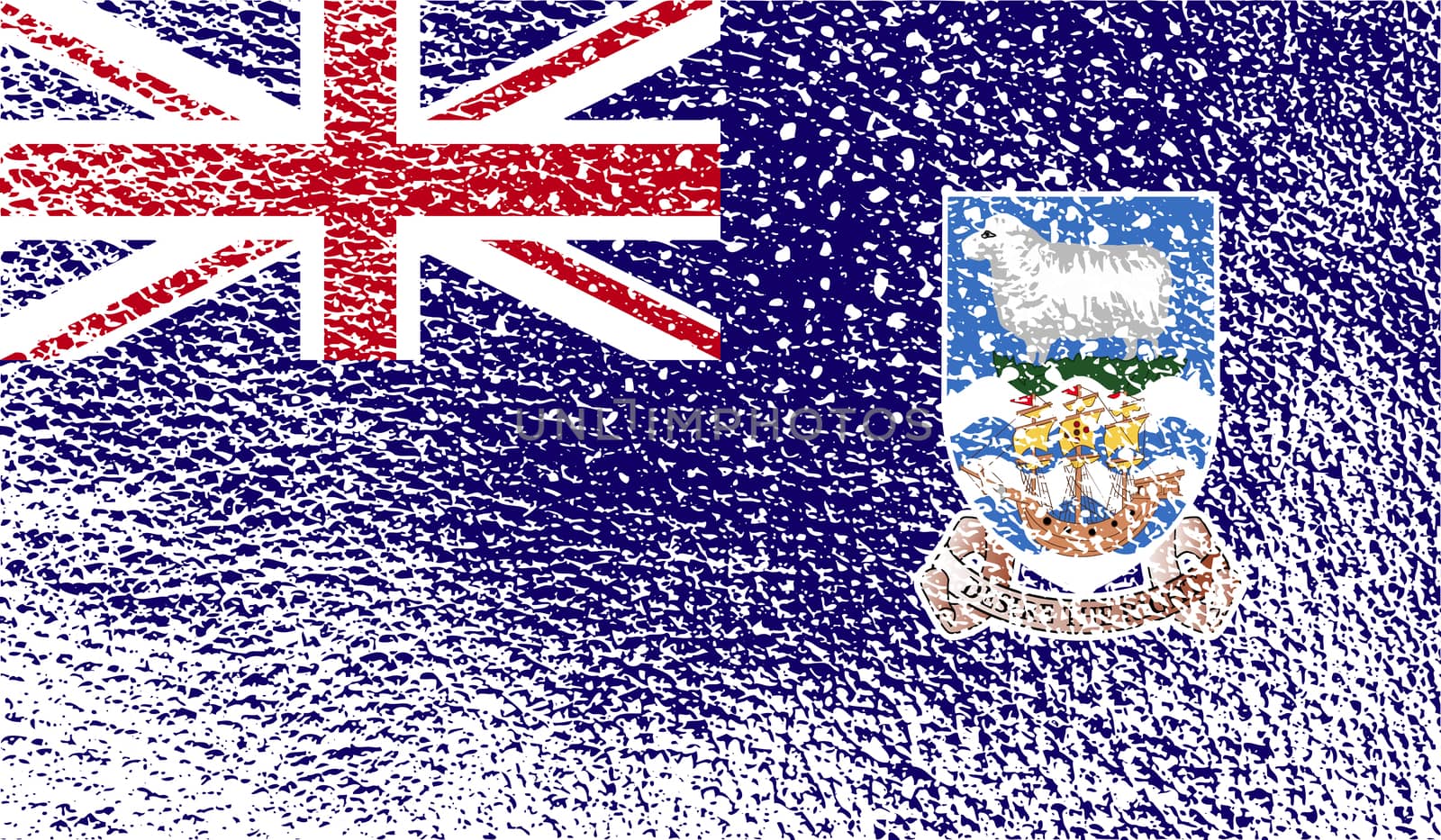 Flag of Falkland Islands with old texture.  illustration