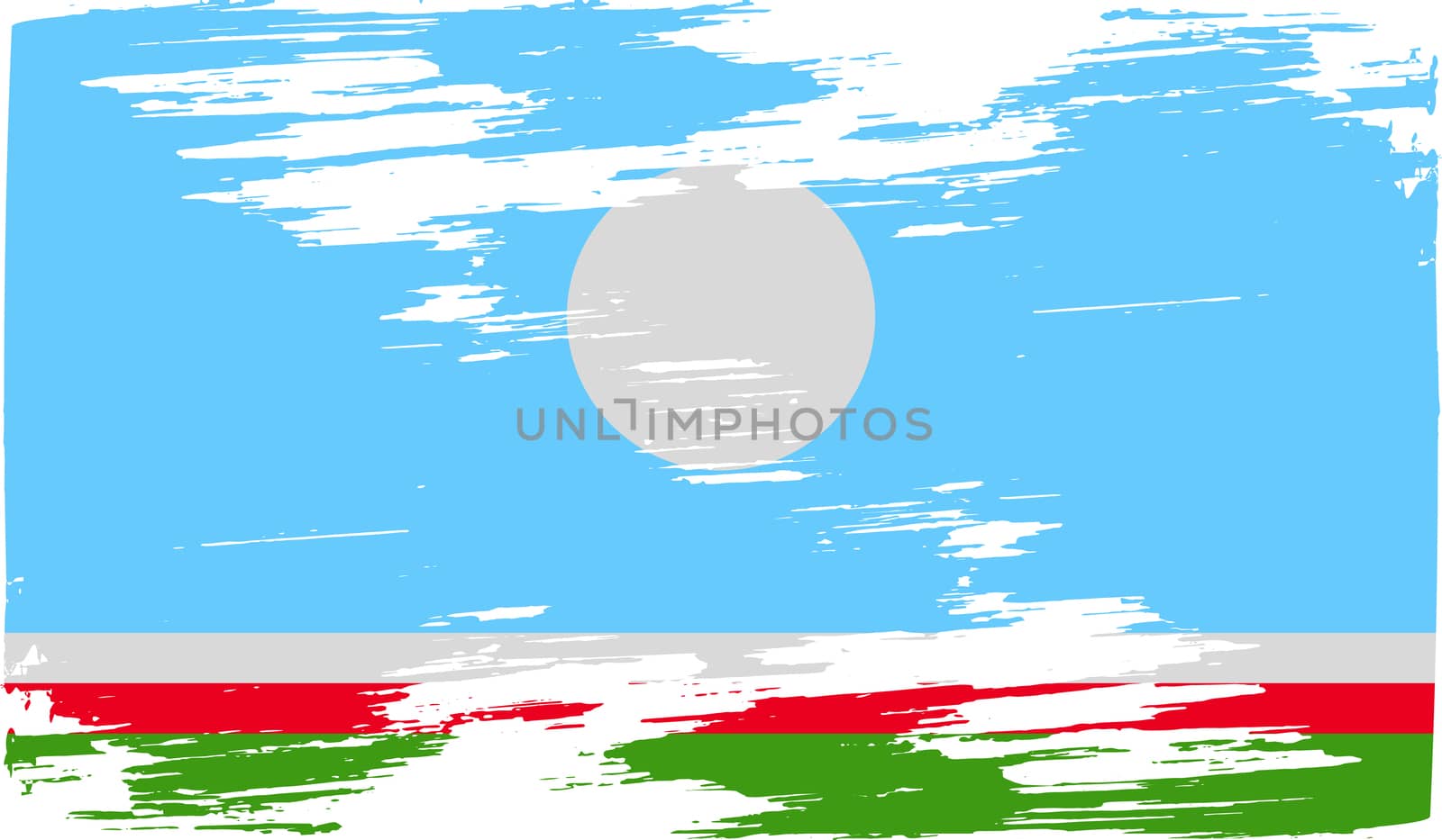 Flag of  Sakha Yakutia Republic, Russia with old texture.  by serhii_lohvyniuk