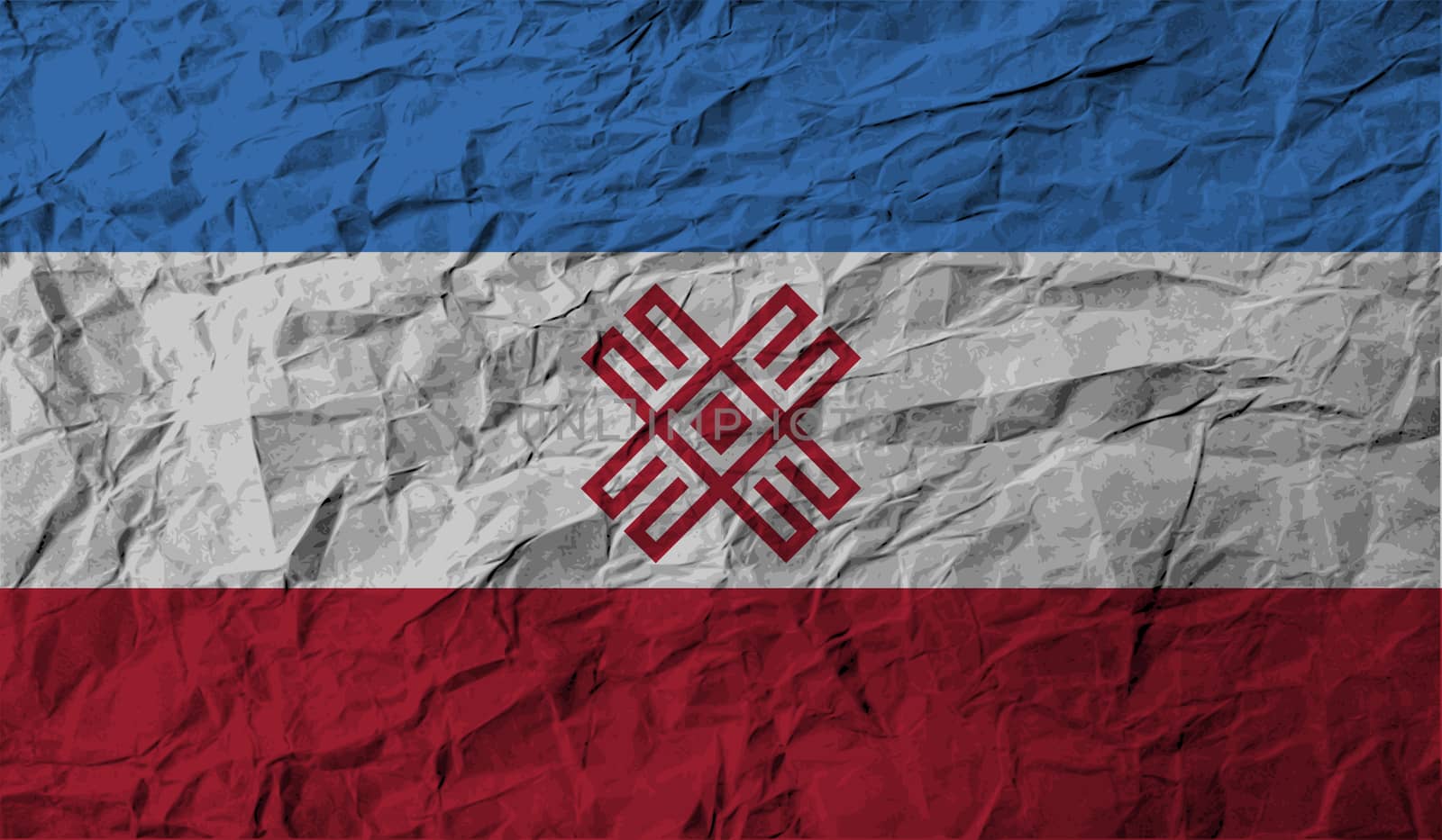 Flag of Mari El with old texture.  illustration