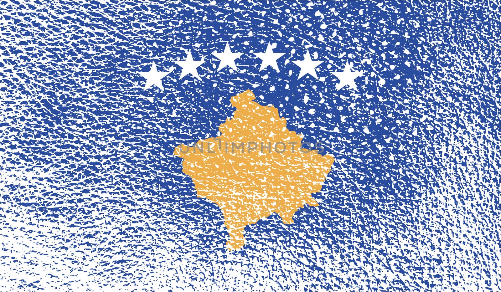 Flag of Kosovo with old texture.  illustration