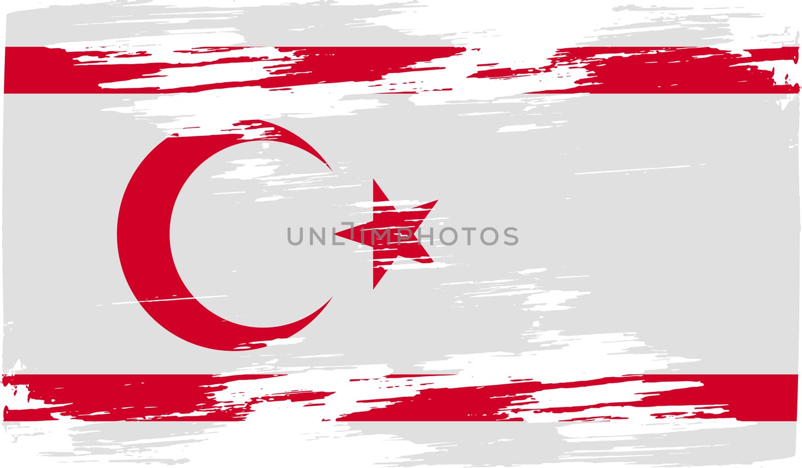 Flag of Turkish and Northern Cyprus with old texture.  illustration