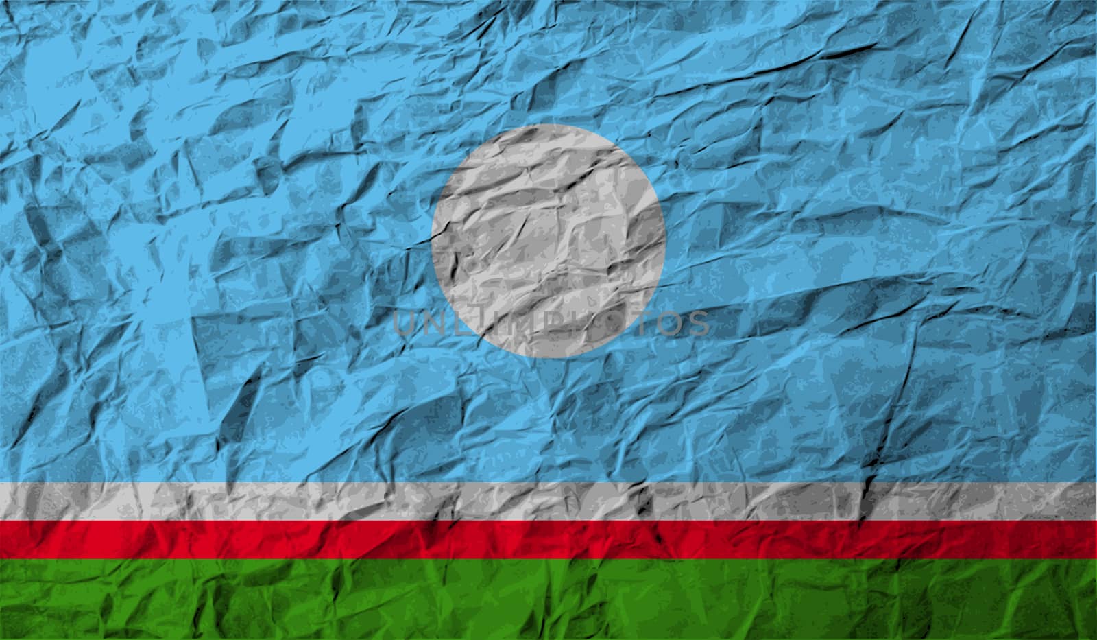 Flag of  Sakha Yakutia Republic, Russia with old texture.  illustration