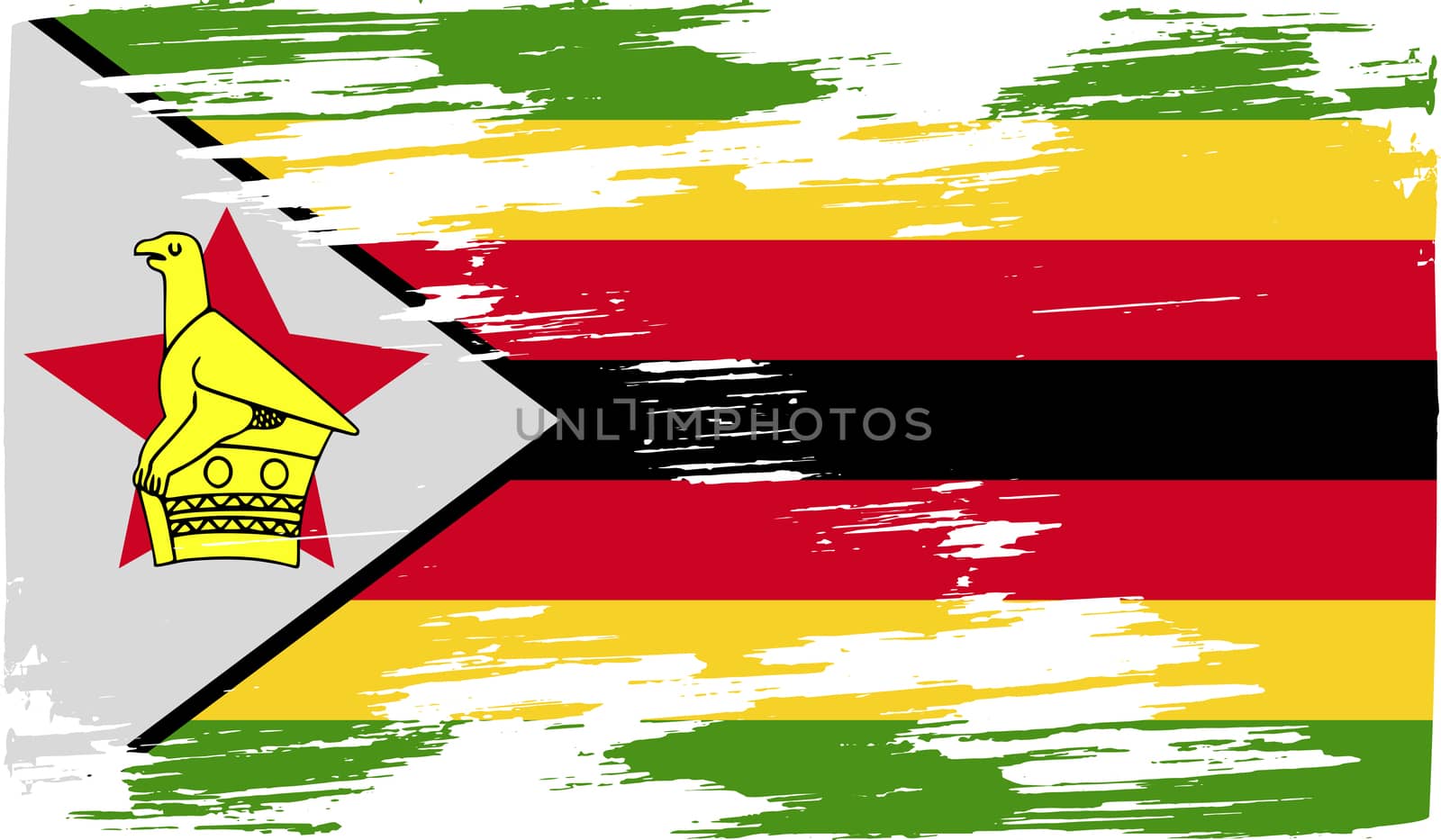 Flag of Zimbabwe with old texture.  illustration