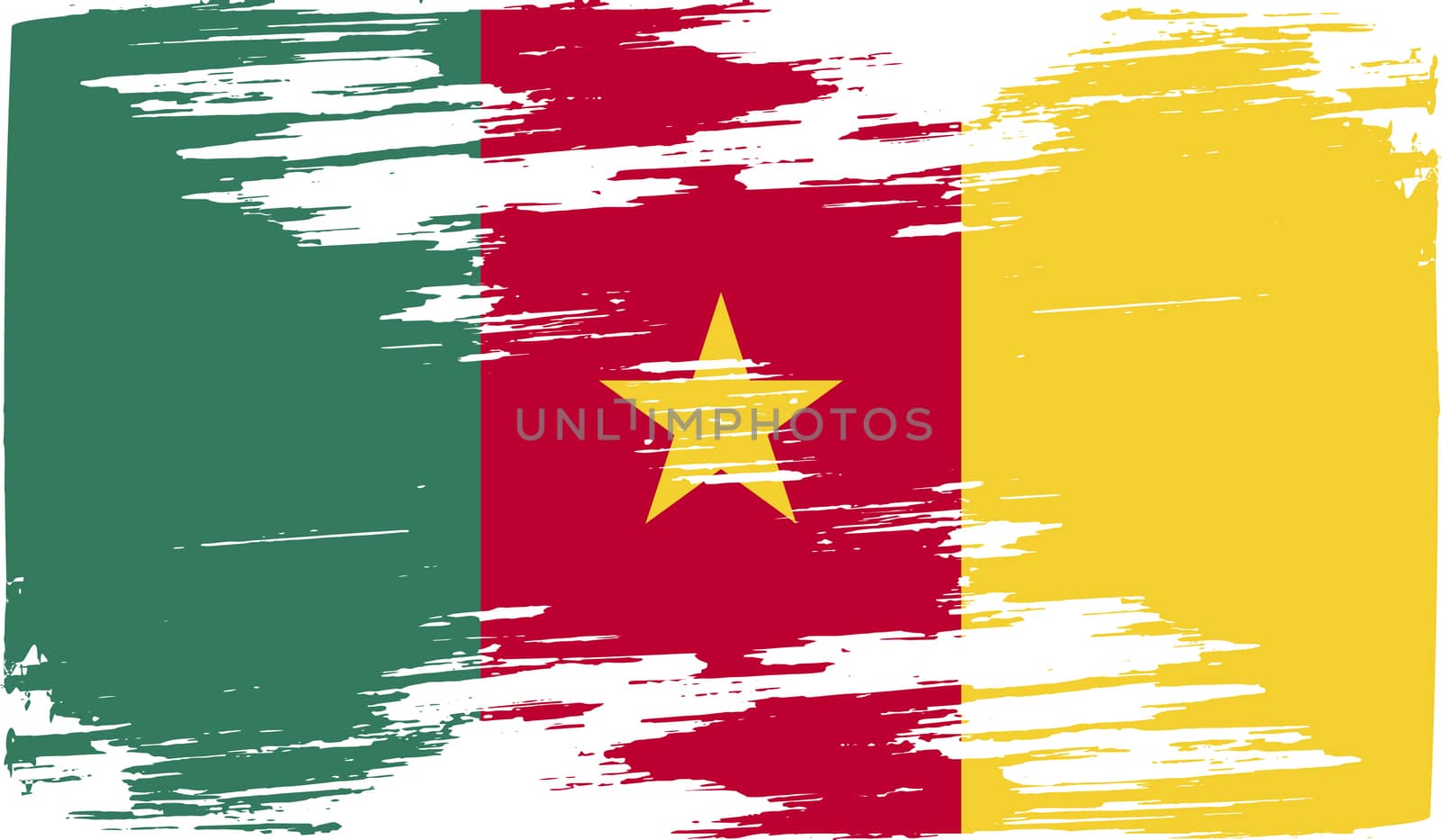 Flag of Cameroon with old texture.  illustration