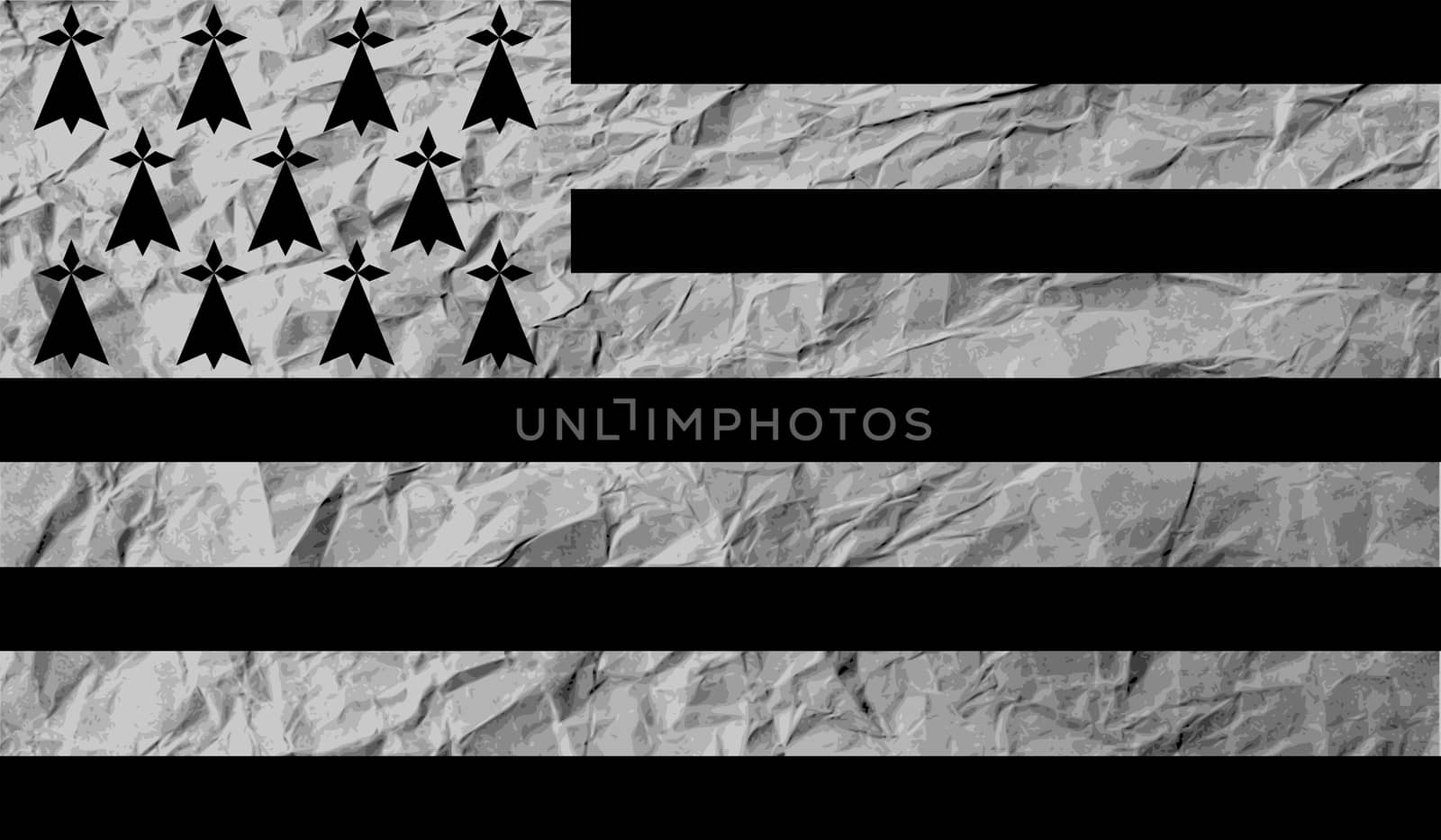 Flag of Brittany with old texture.  illustration