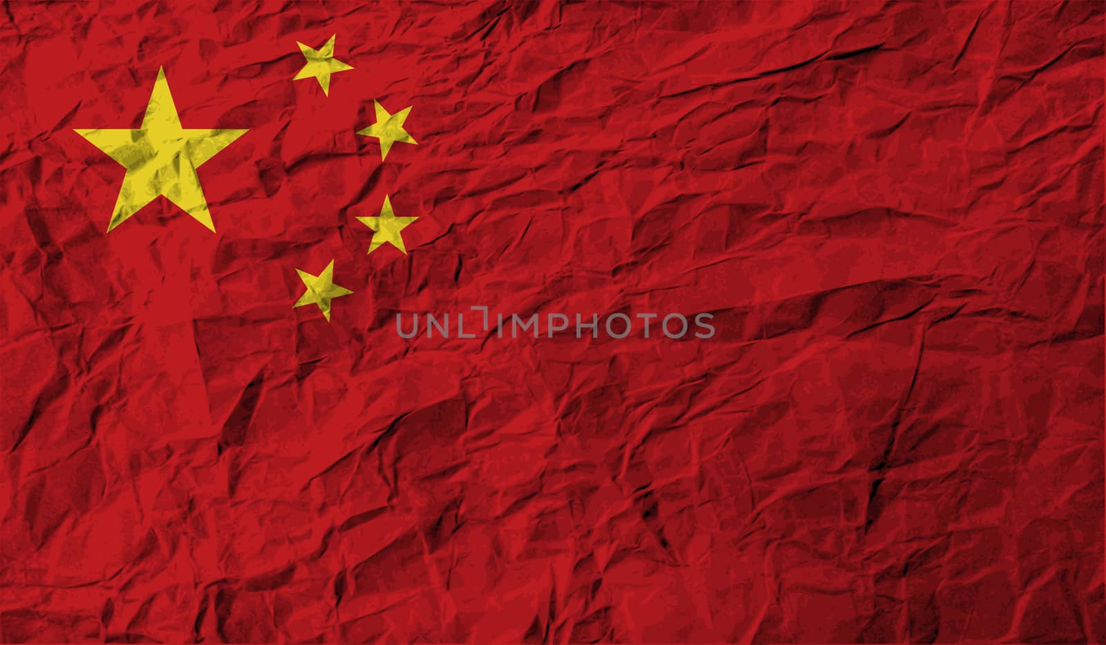 Flag of China with old texture.  illustration