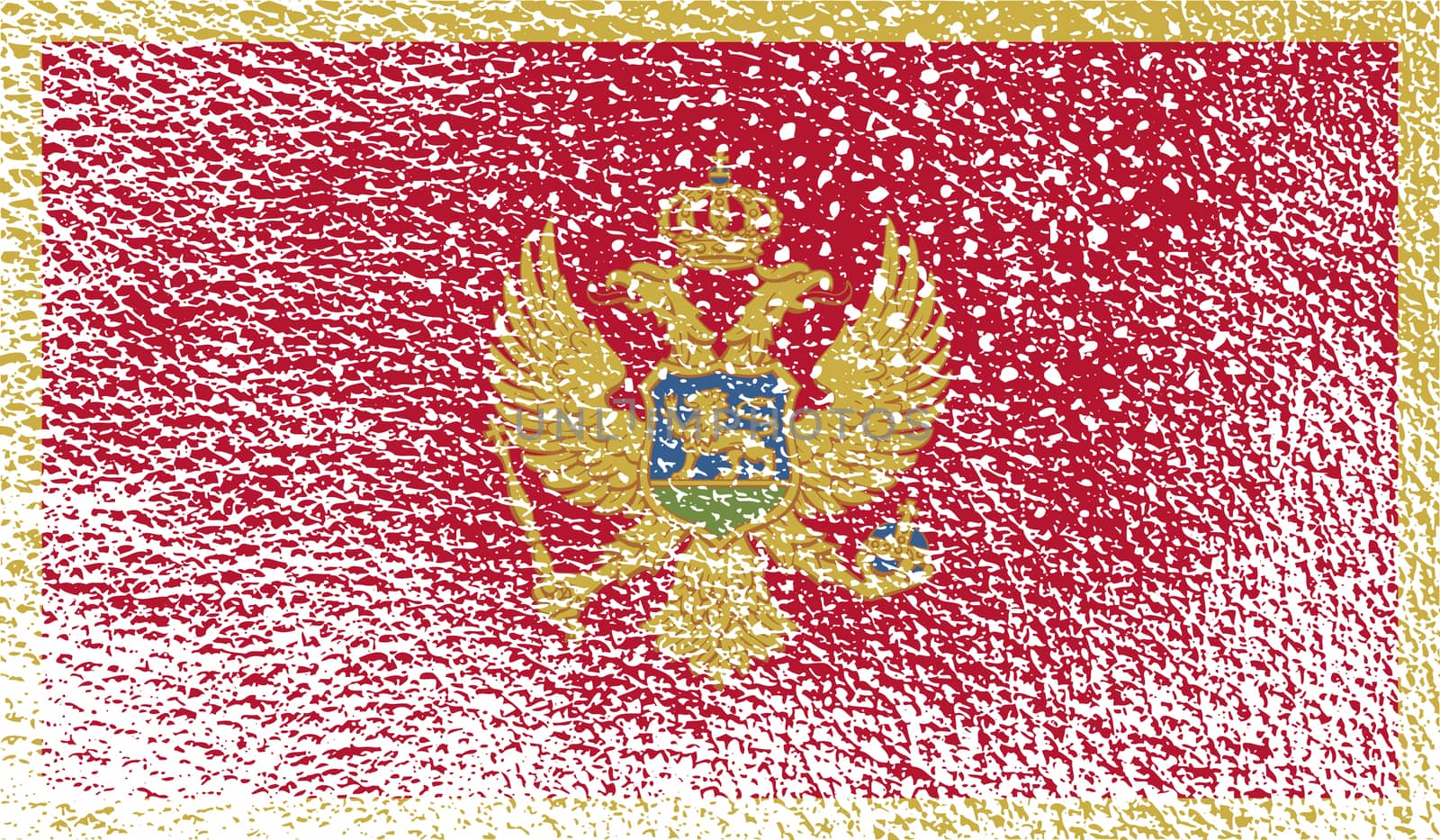 Flag of Montenegro with old texture.  illustration