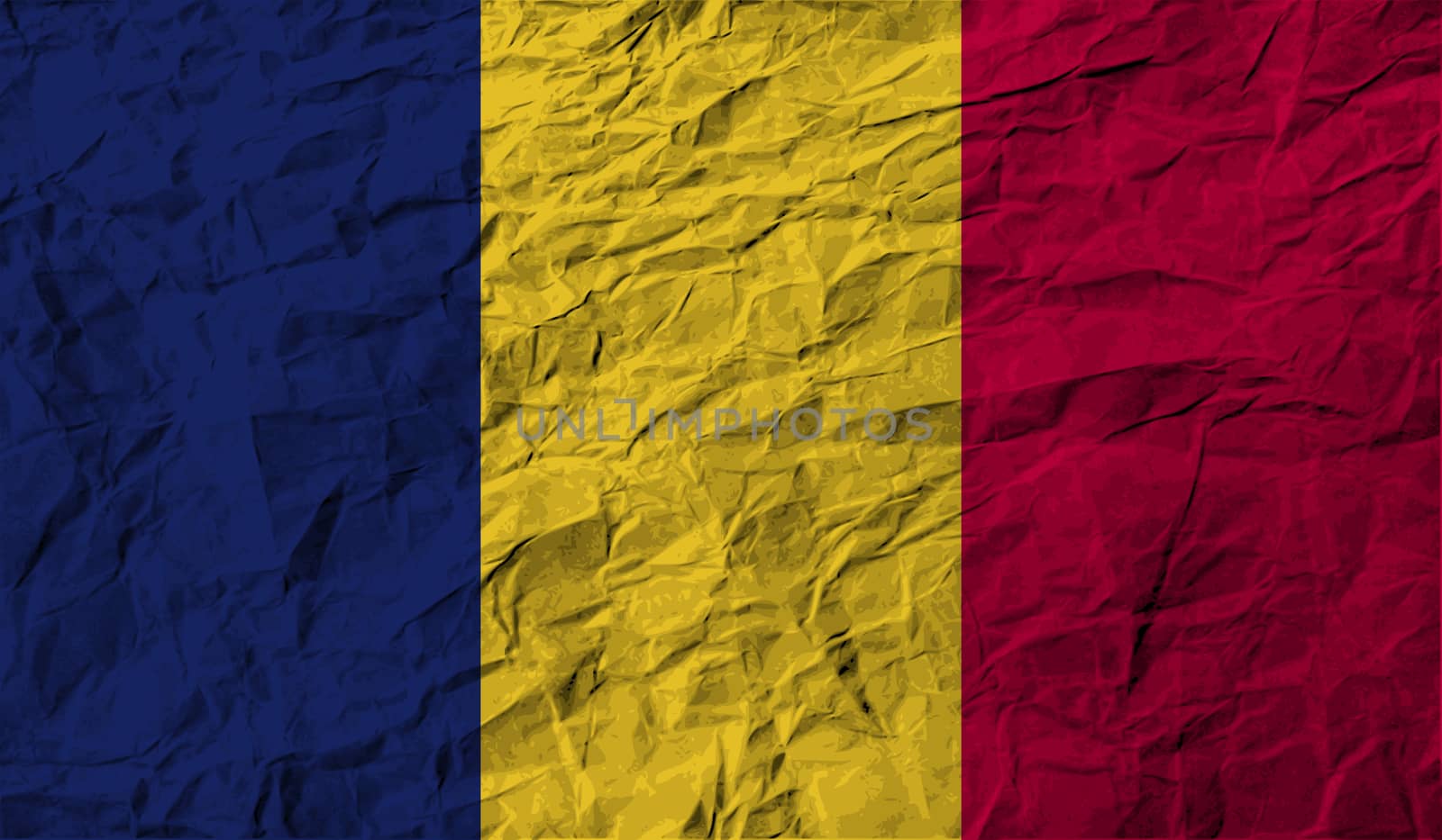 Flag of Chad with old texture.  illustration