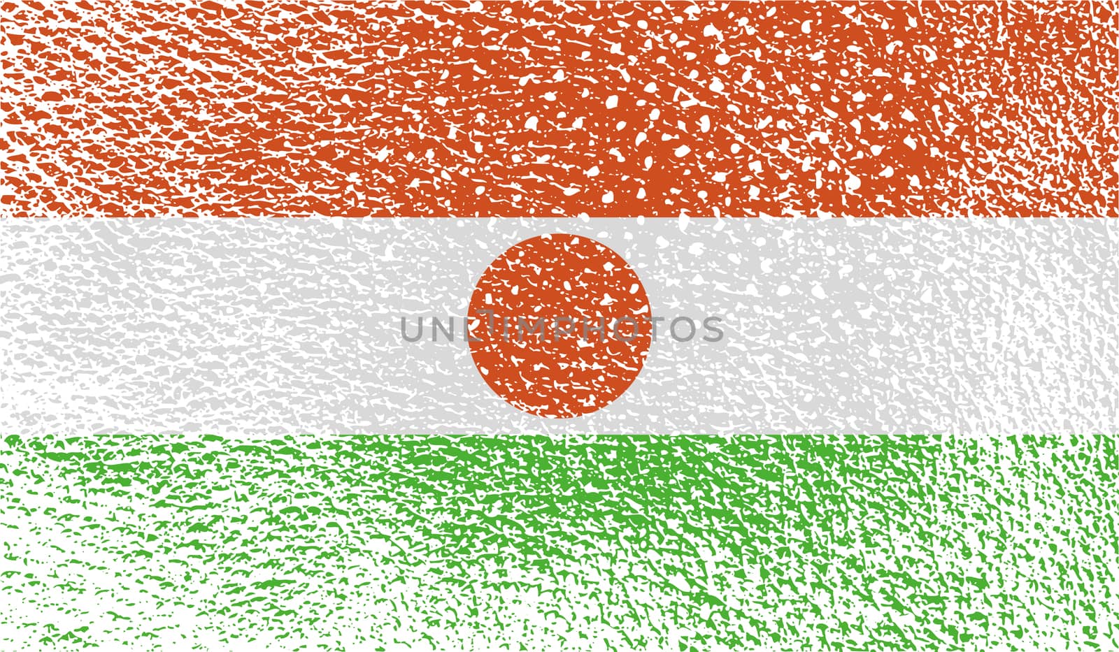 Flag of Niger with old texture.  illustration