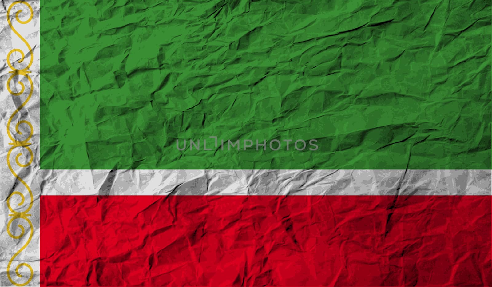 Flag of Chechen Republic with old texture.  by serhii_lohvyniuk
