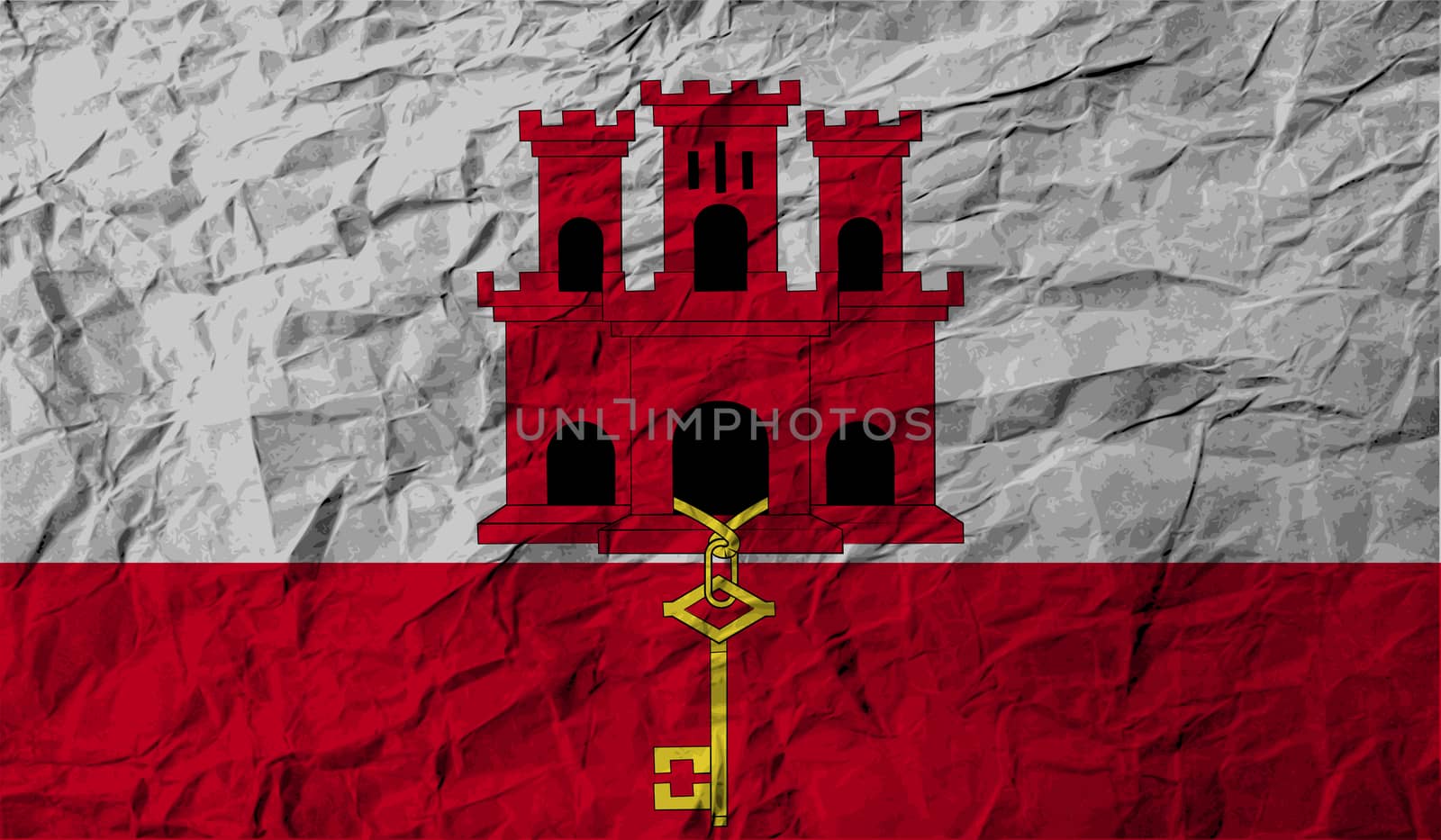 Flag of Gibraltar with old texture.  by serhii_lohvyniuk