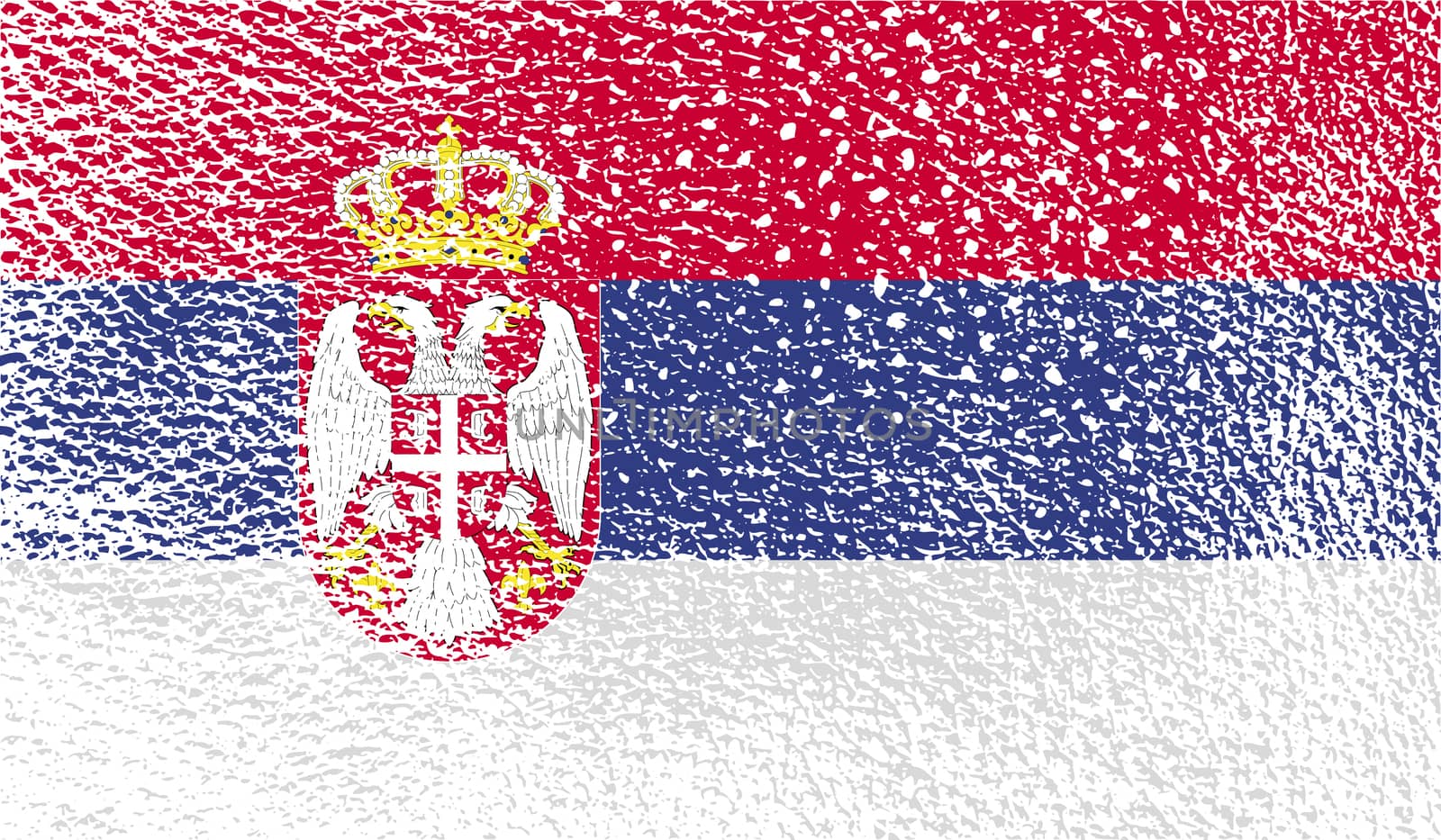 Flag of Serbia with old texture.  illustration