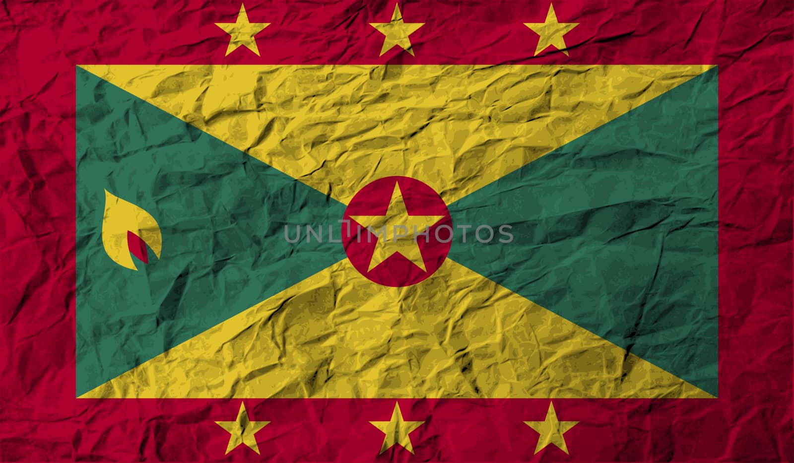 Flag of Grenada with old texture.  illustration