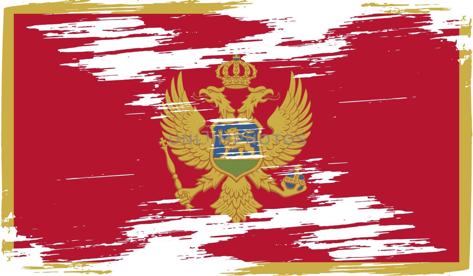 Flag of Montenegro with old texture.  illustration