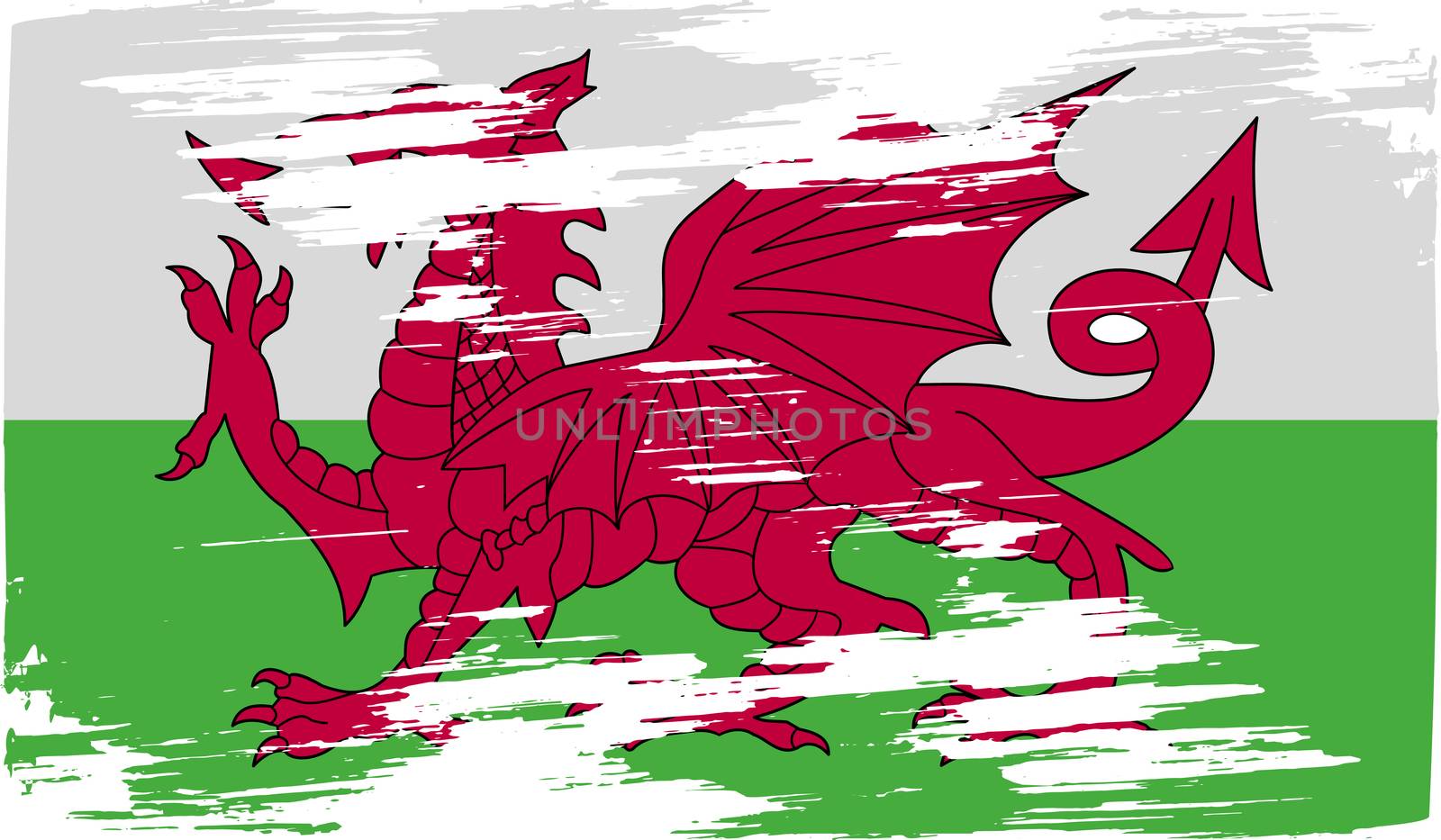 Flag of Wales with old texture.  by serhii_lohvyniuk