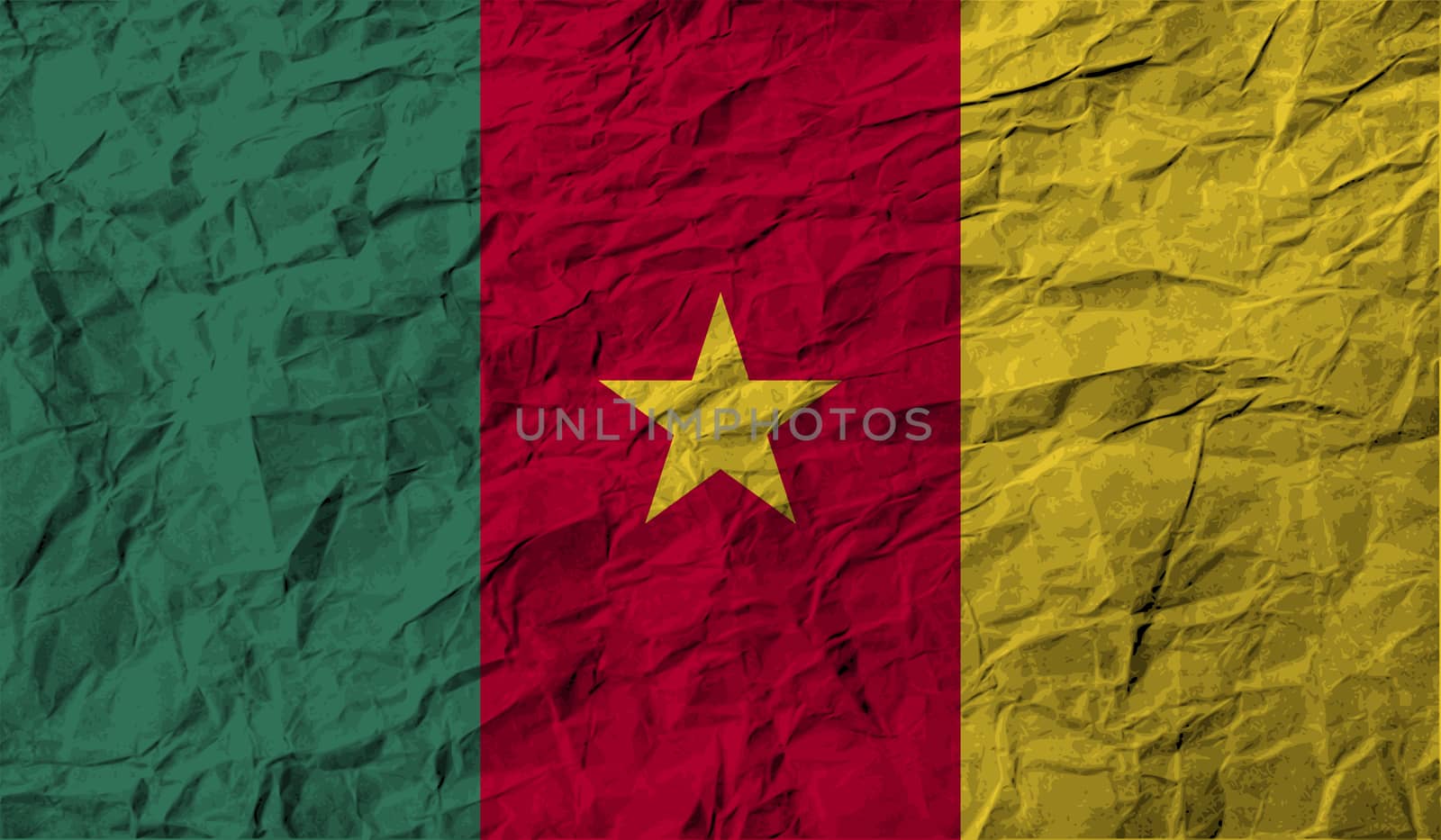 Flag of Cameroon with old texture.  illustration