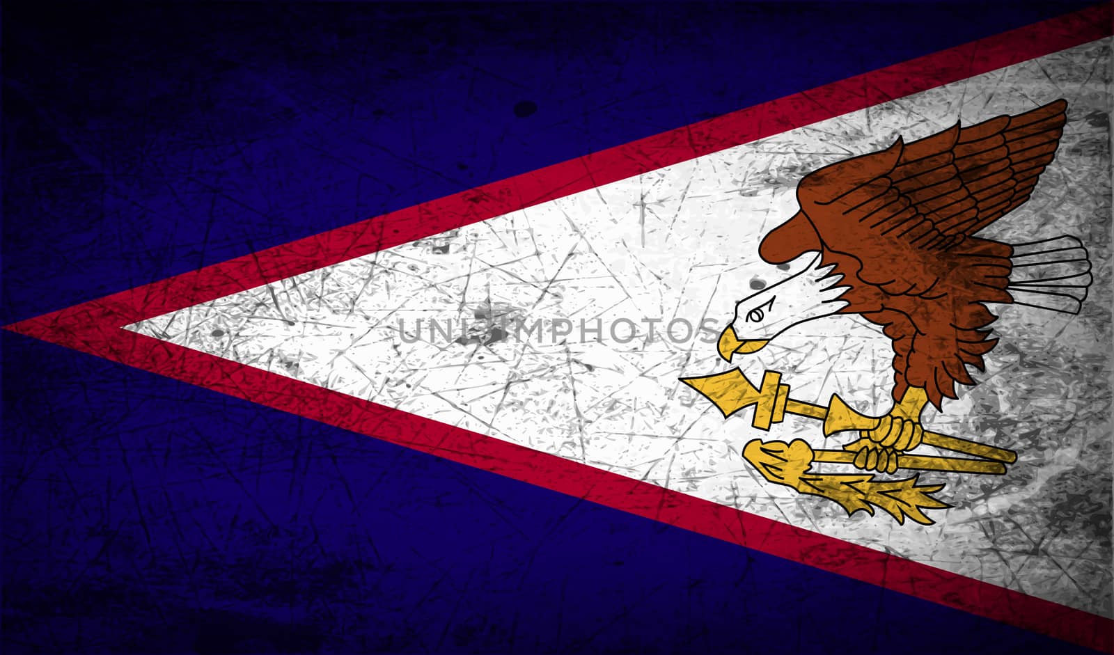 Flag of American Samoa with old texture.  illustration