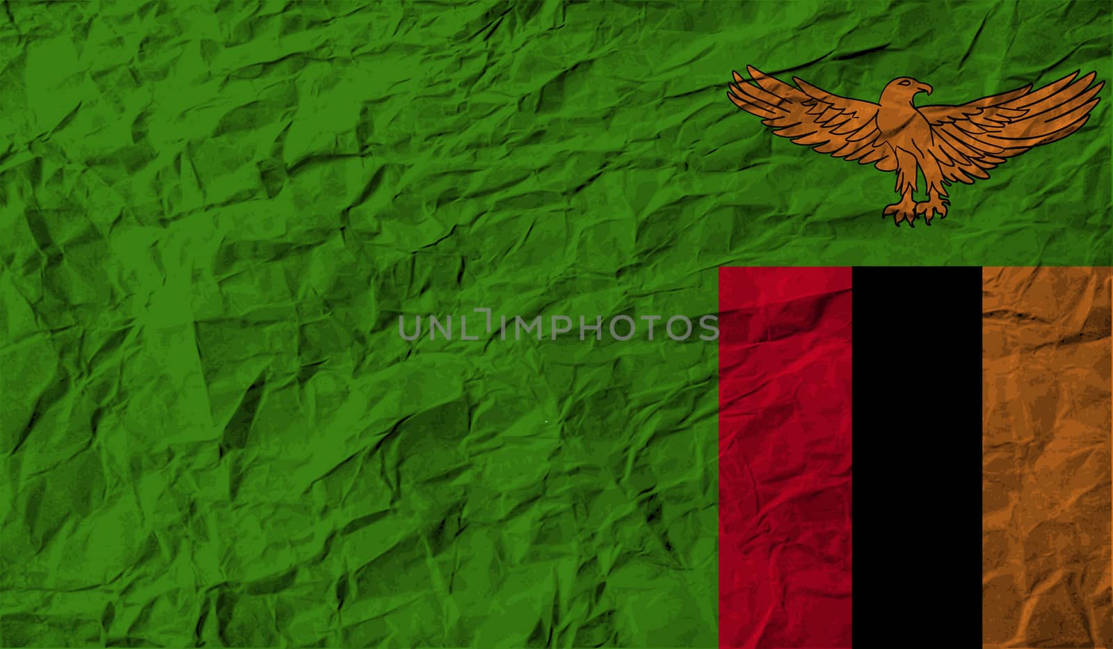 Flag of Zambia with old texture.  by serhii_lohvyniuk