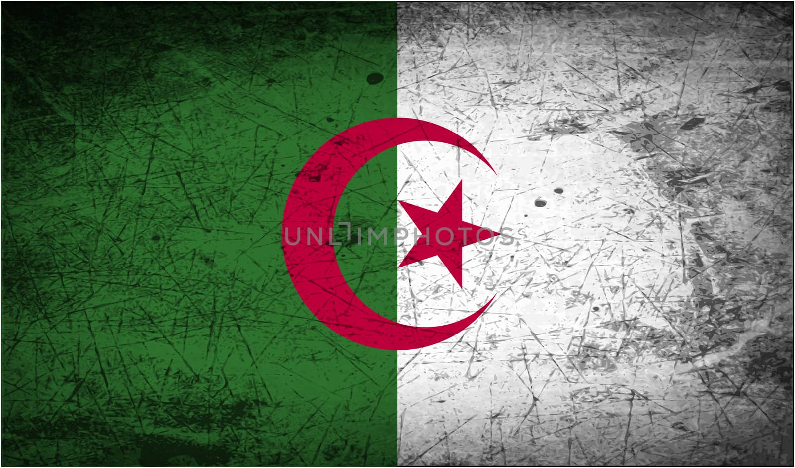 Flag of Algeria with old texture.  by serhii_lohvyniuk