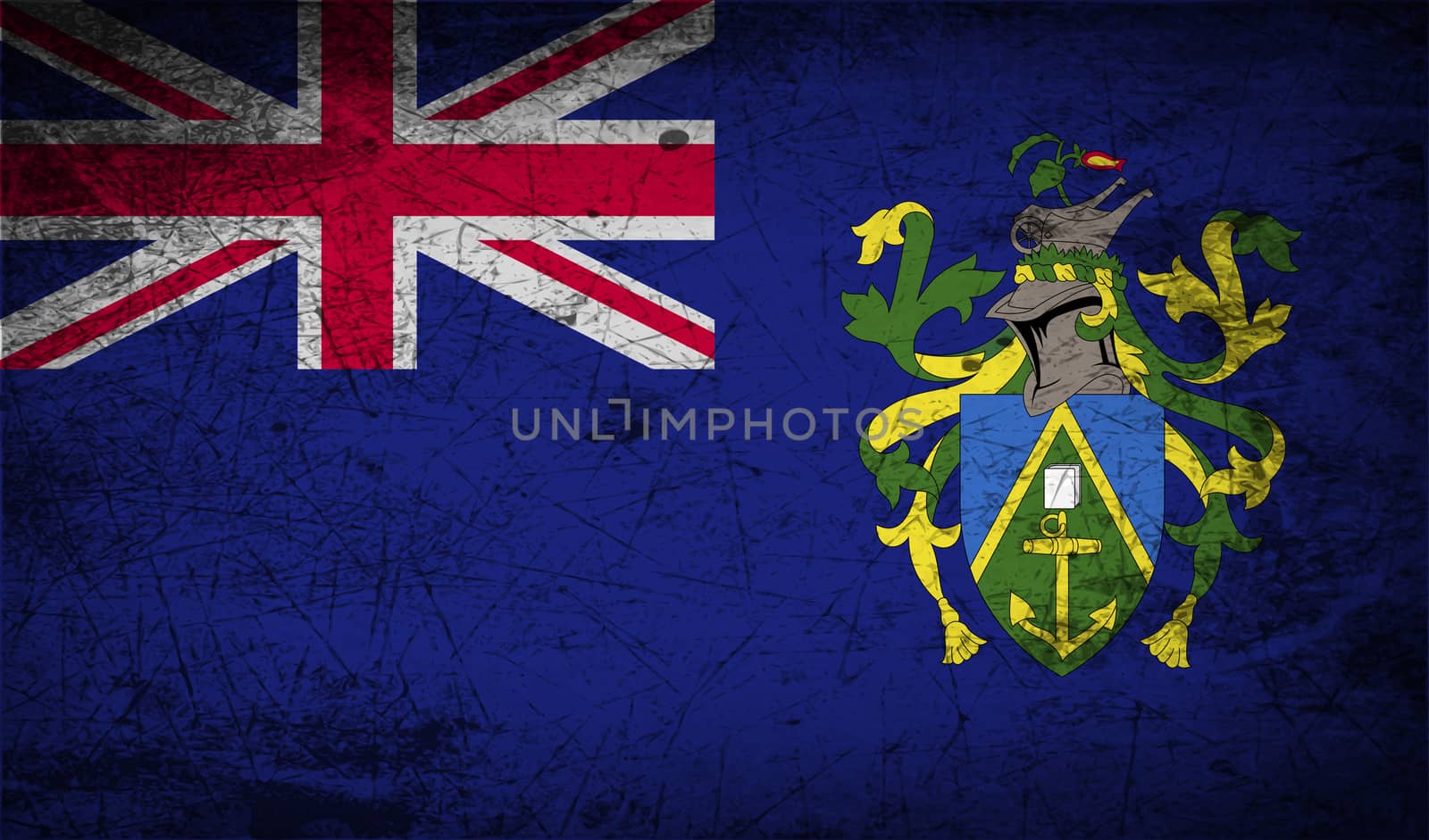 Flag of Pitcairn Islands with old texture.  by serhii_lohvyniuk