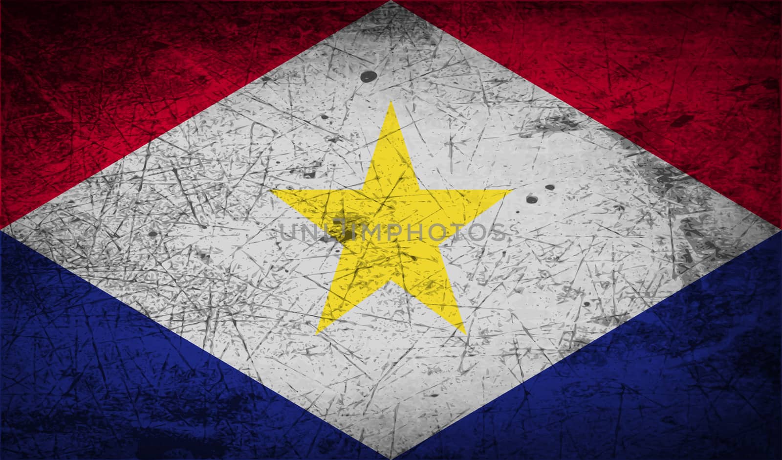 Flag of Saba with old texture.  illustration