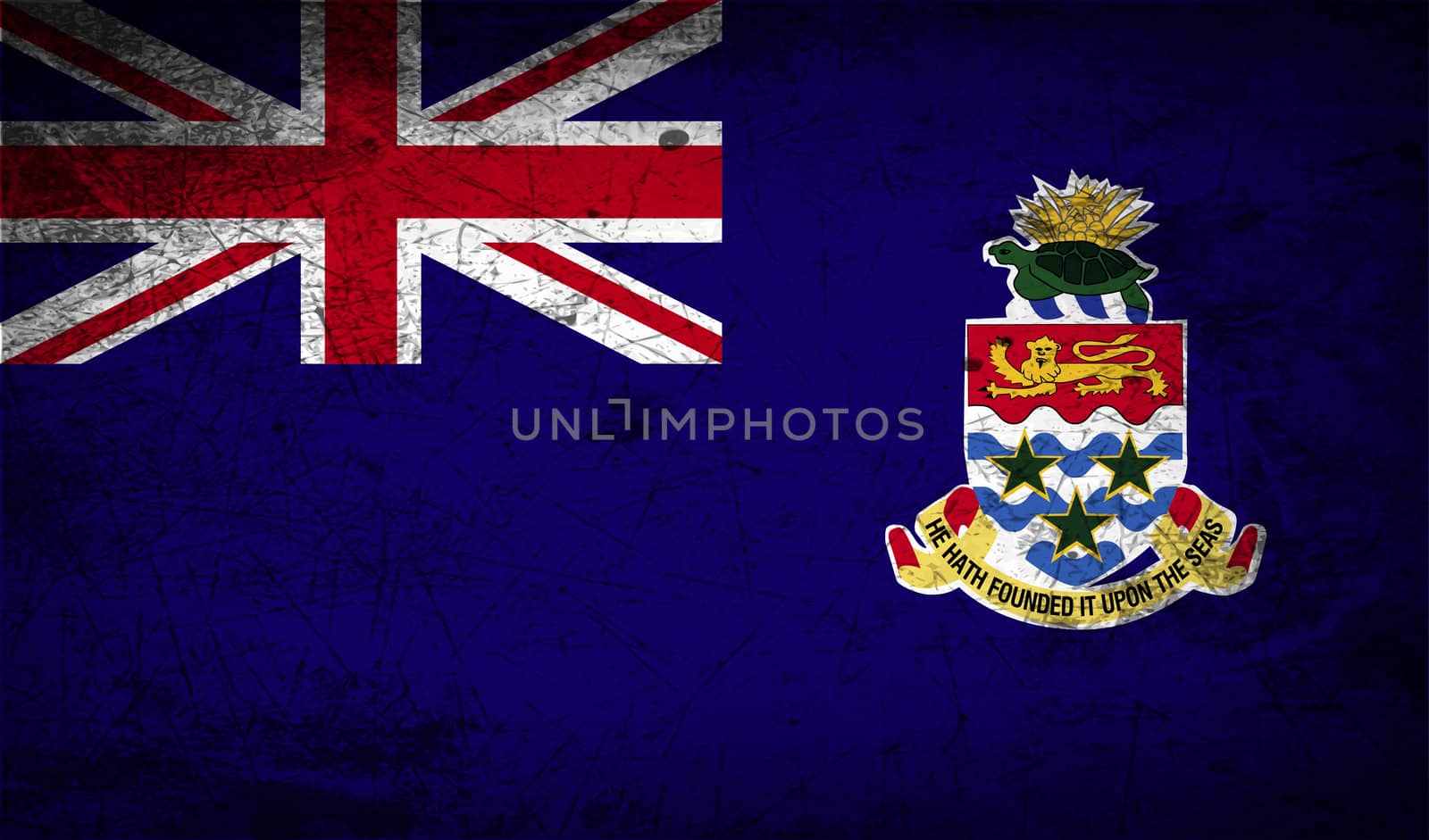Flag of Cayman Islands with old texture.  illustration