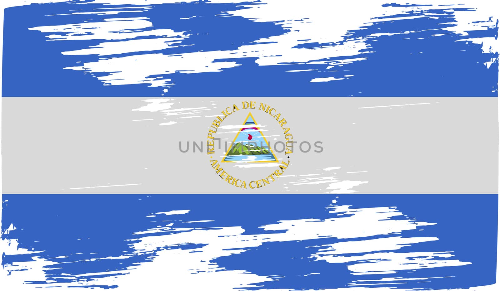 Flag of Nicaragua with old texture.  illustration