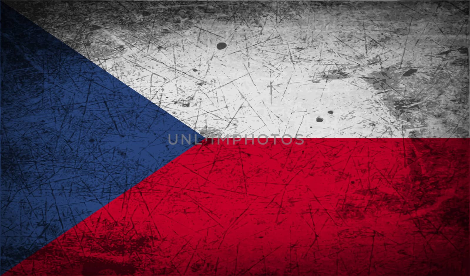 Flag of Czech Republic with old texture.  illustration