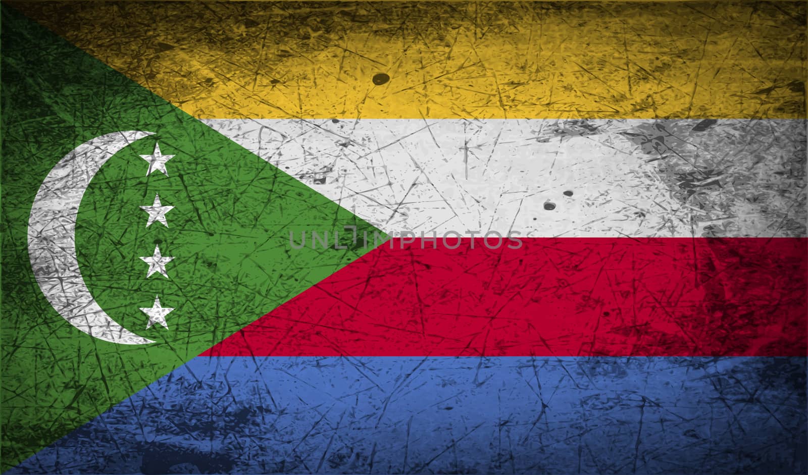 Flag of Comoros with old texture.  illustration