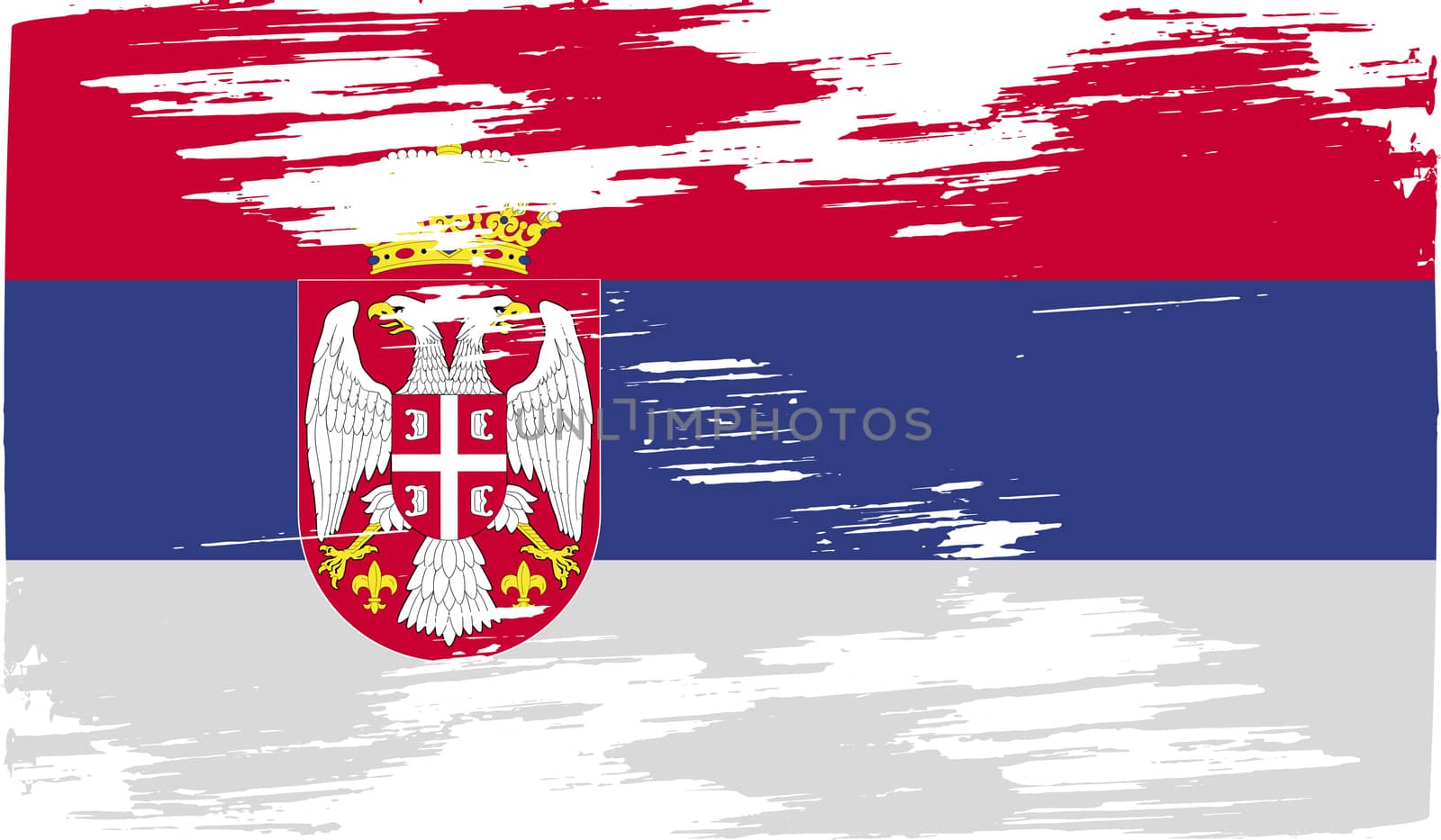 Flag of Serbia with old texture.  illustration