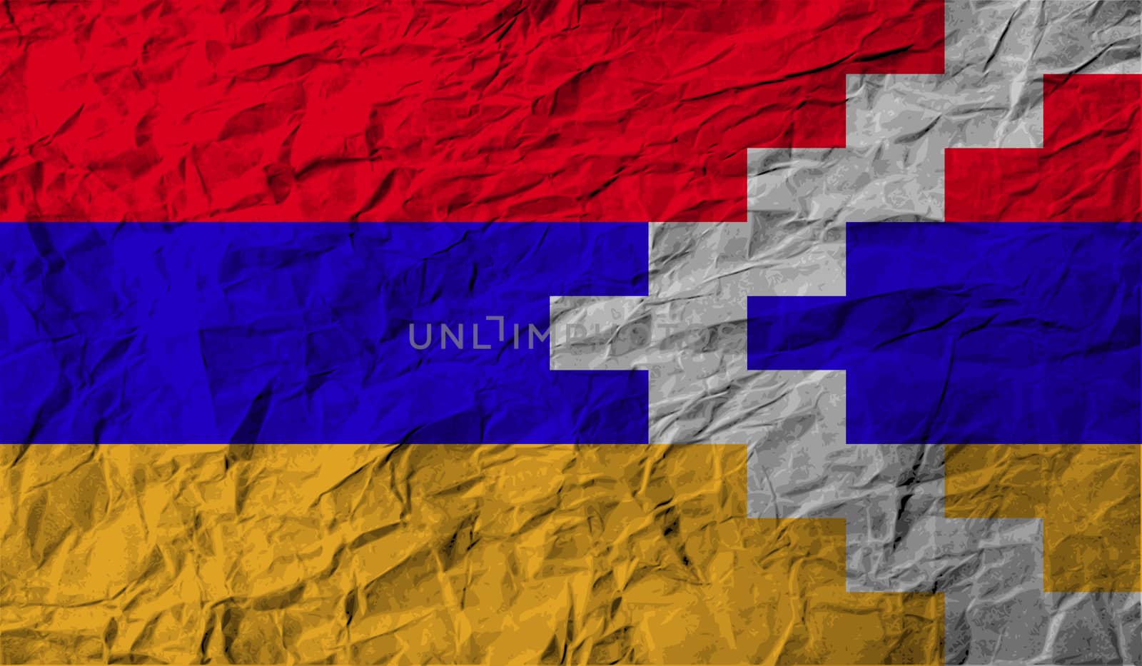 Flag of Karabakh Republic with old texture.  illustration