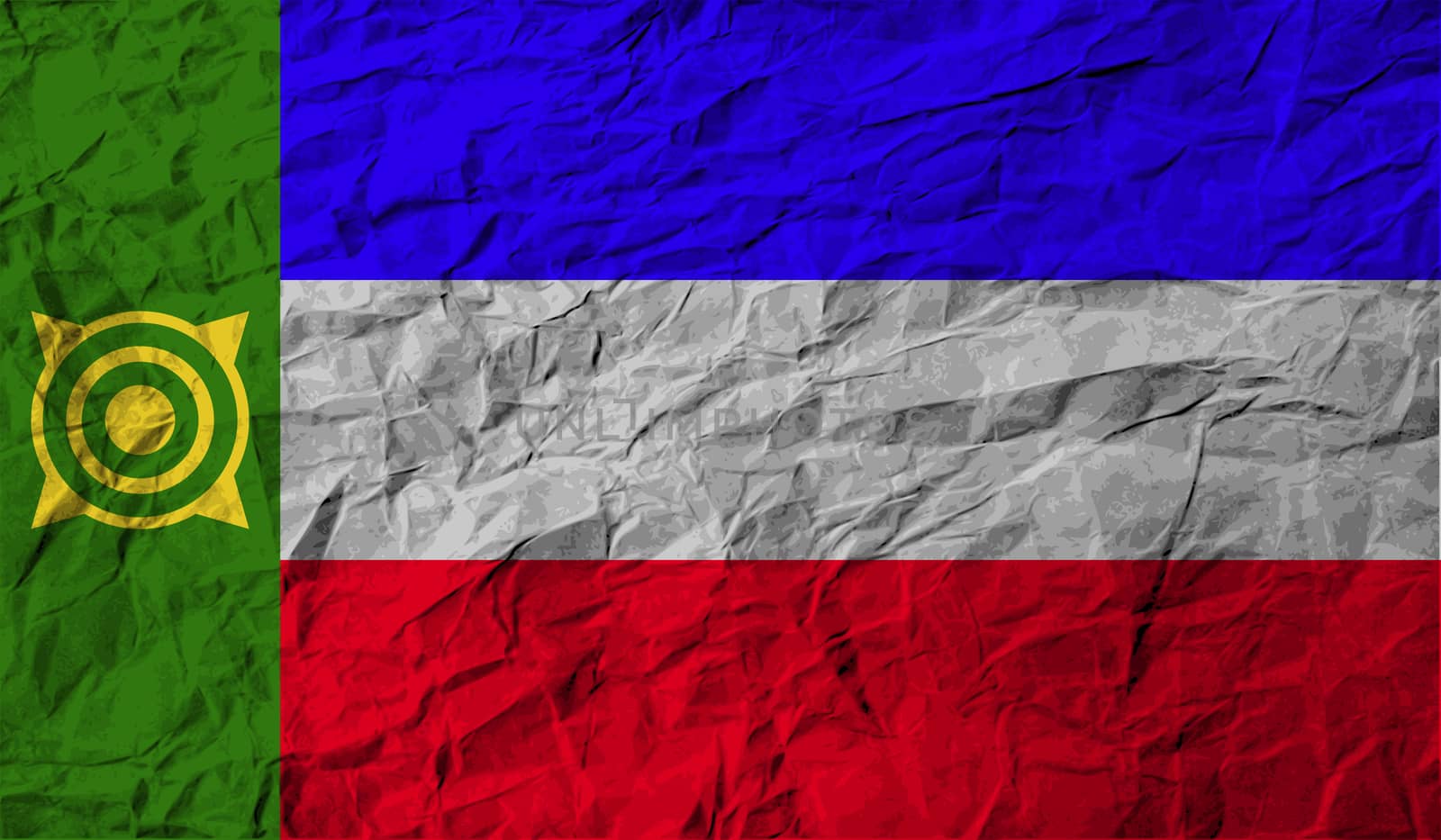 Flag of Khakassia with old texture.  illustration