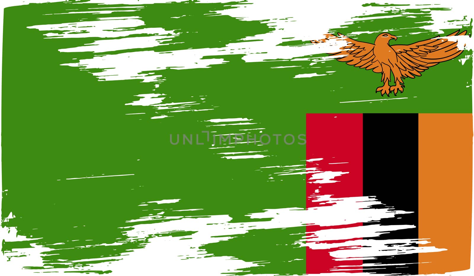 Flag of Zambia with old texture.  illustration