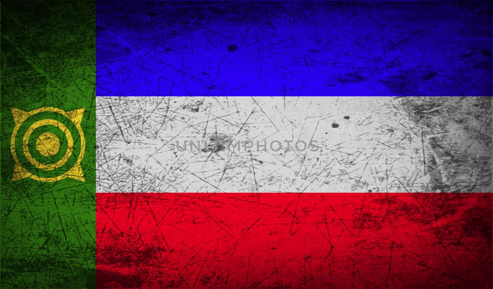 Flag of Khakassia with old texture.  illustration