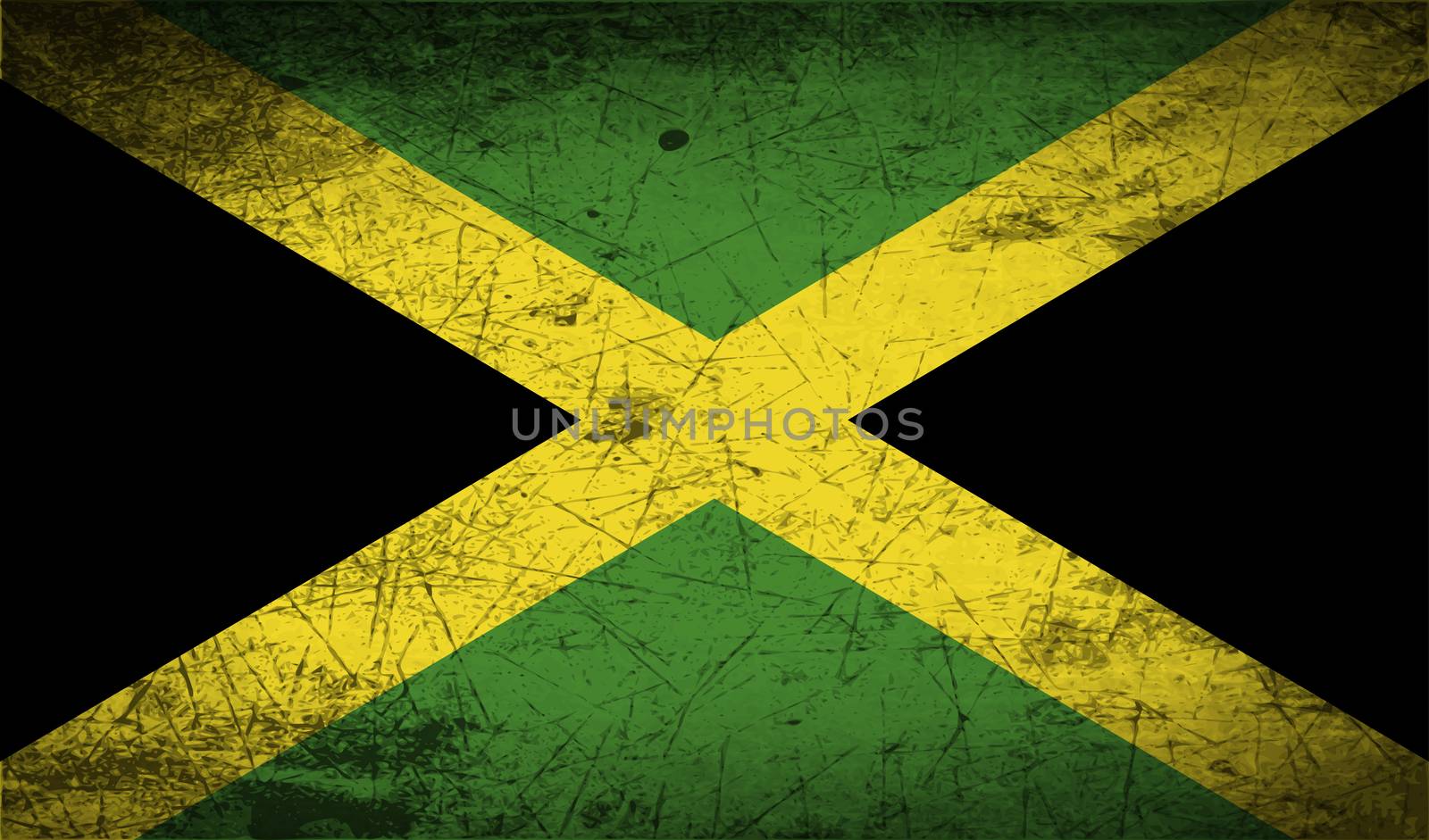 Flag of Jamaica with old texture.  by serhii_lohvyniuk