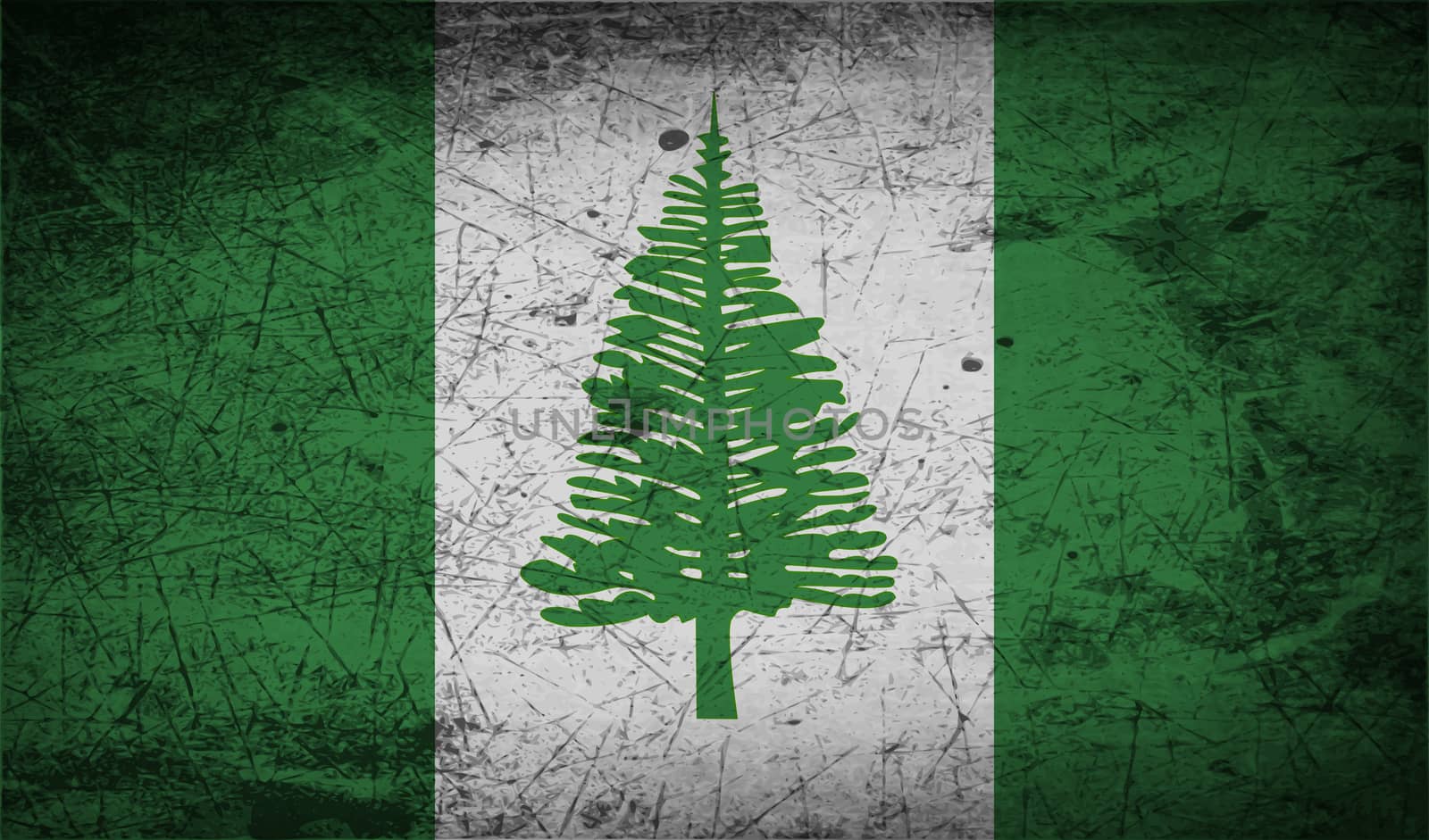 Flag of Norfolk Island with old texture.  illustration