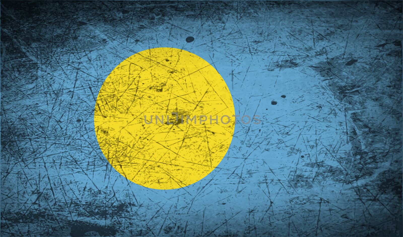 Flag of Palau with old texture.  by serhii_lohvyniuk