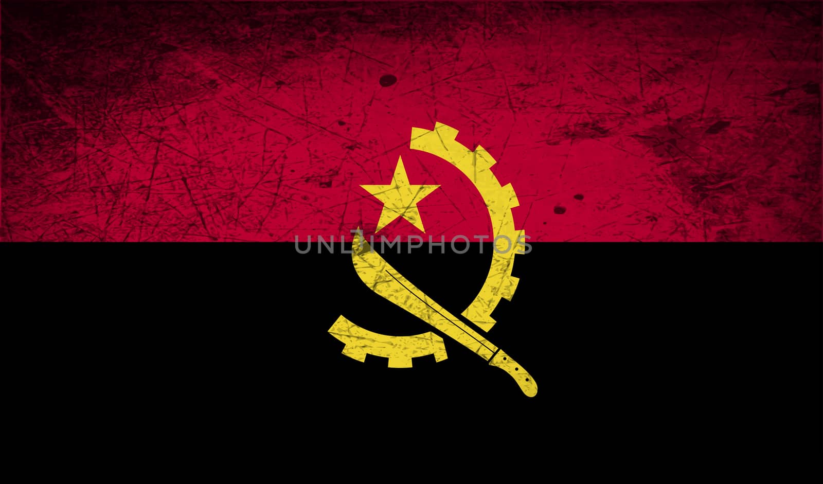 Flag of Angola with old texture.  by serhii_lohvyniuk