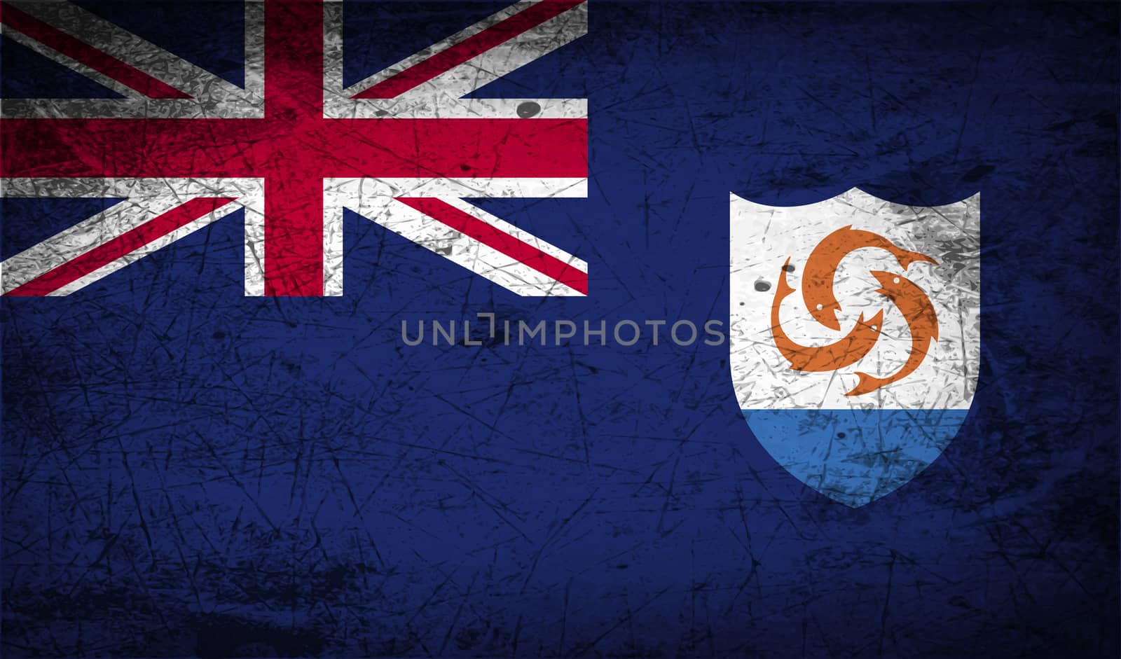 Flag of Anguilla with old texture.  illustration