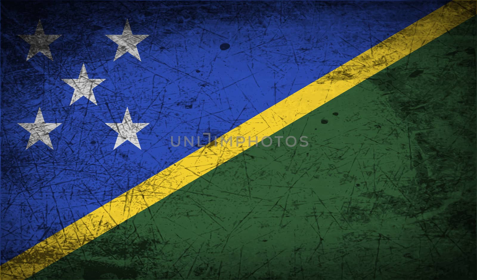 Flag of Solomon Islands with old texture.  by serhii_lohvyniuk