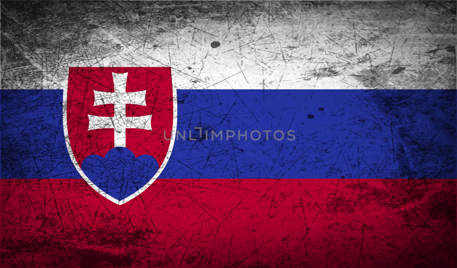 Flag of Slovakia with old texture.  illustration