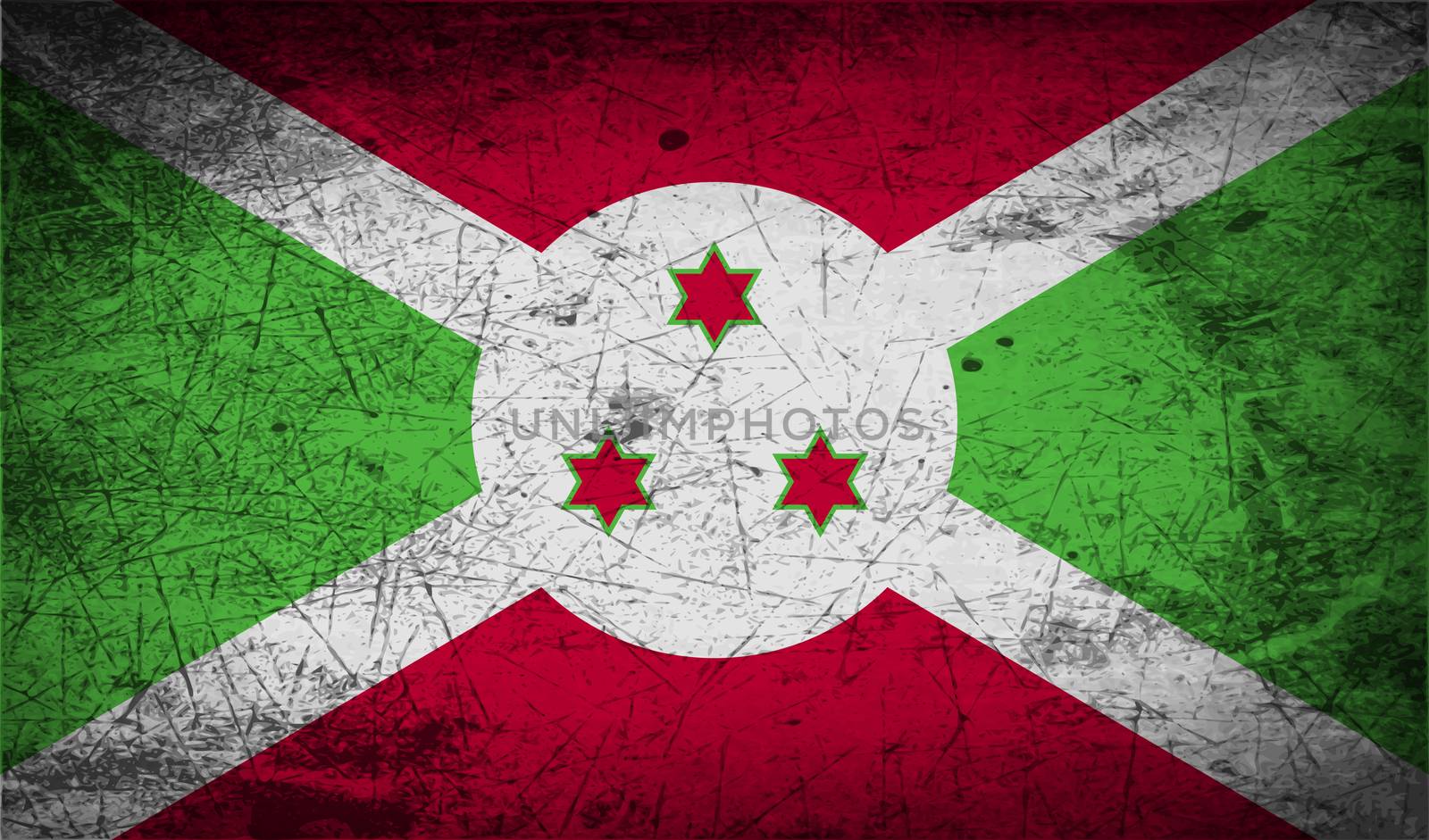 Flag of Burundi with old texture.  illustration